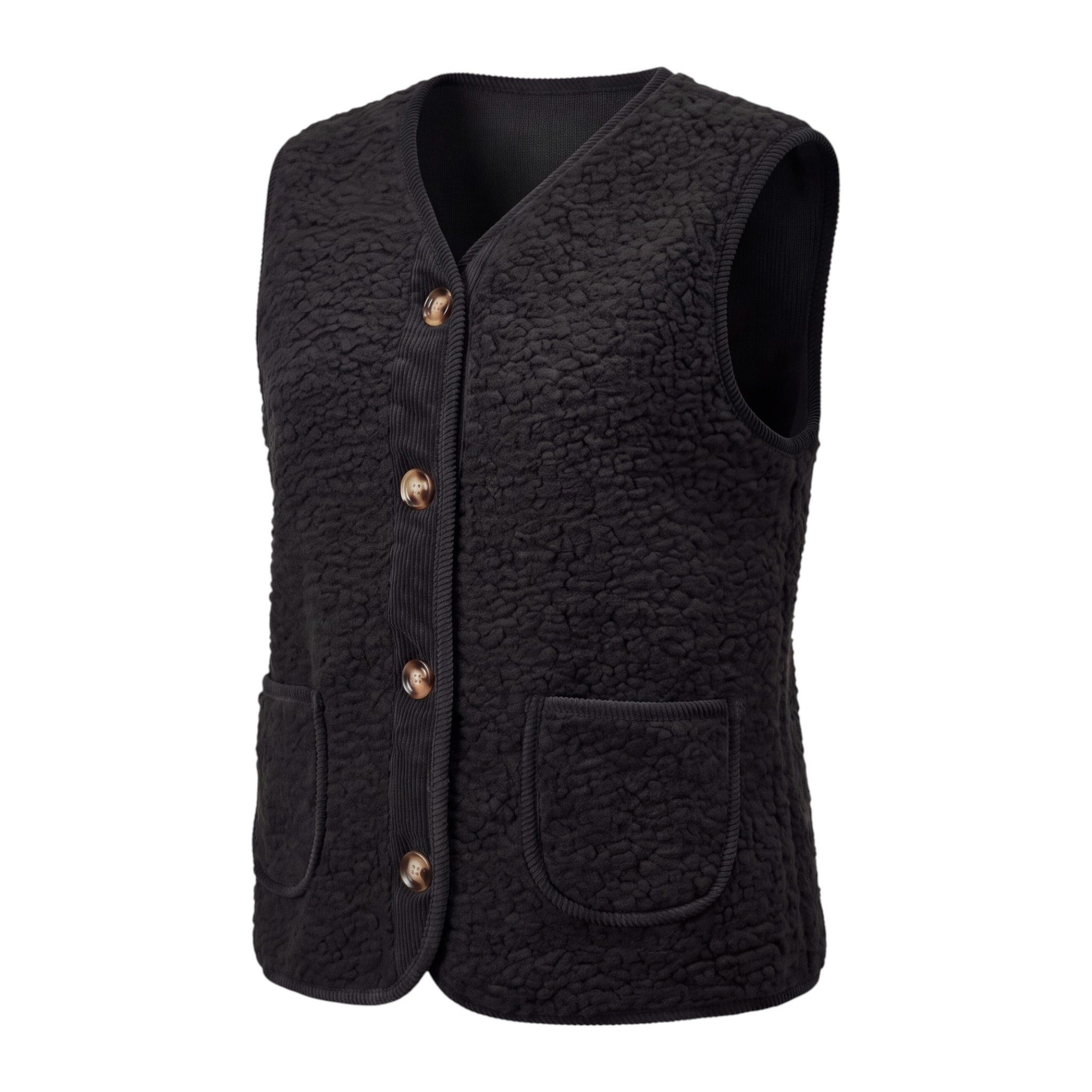 OriginalYou Kurzweste Teddy Weste Damen Bouclé Samt Cord Details vielseitig kombinierbar, auch in großen Größen
