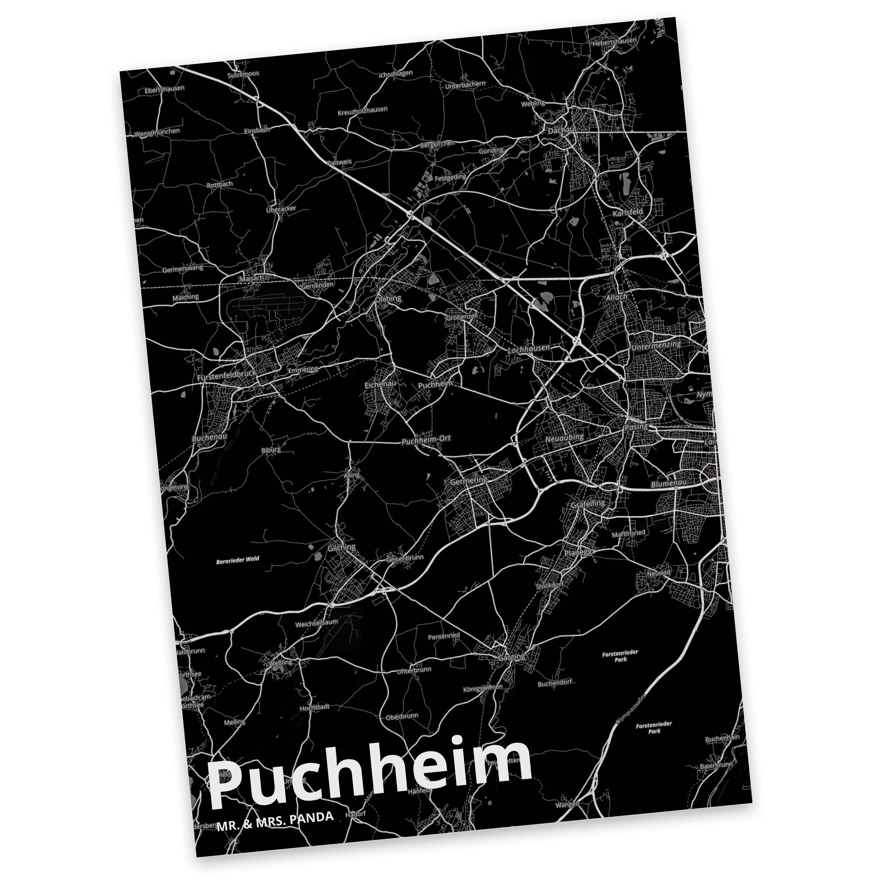 Mr. & Mrs. Panda Postkarte Puchheim - Geschenk, Dankeskarte, Stadt Dorf Karte Landkarte Map Stad