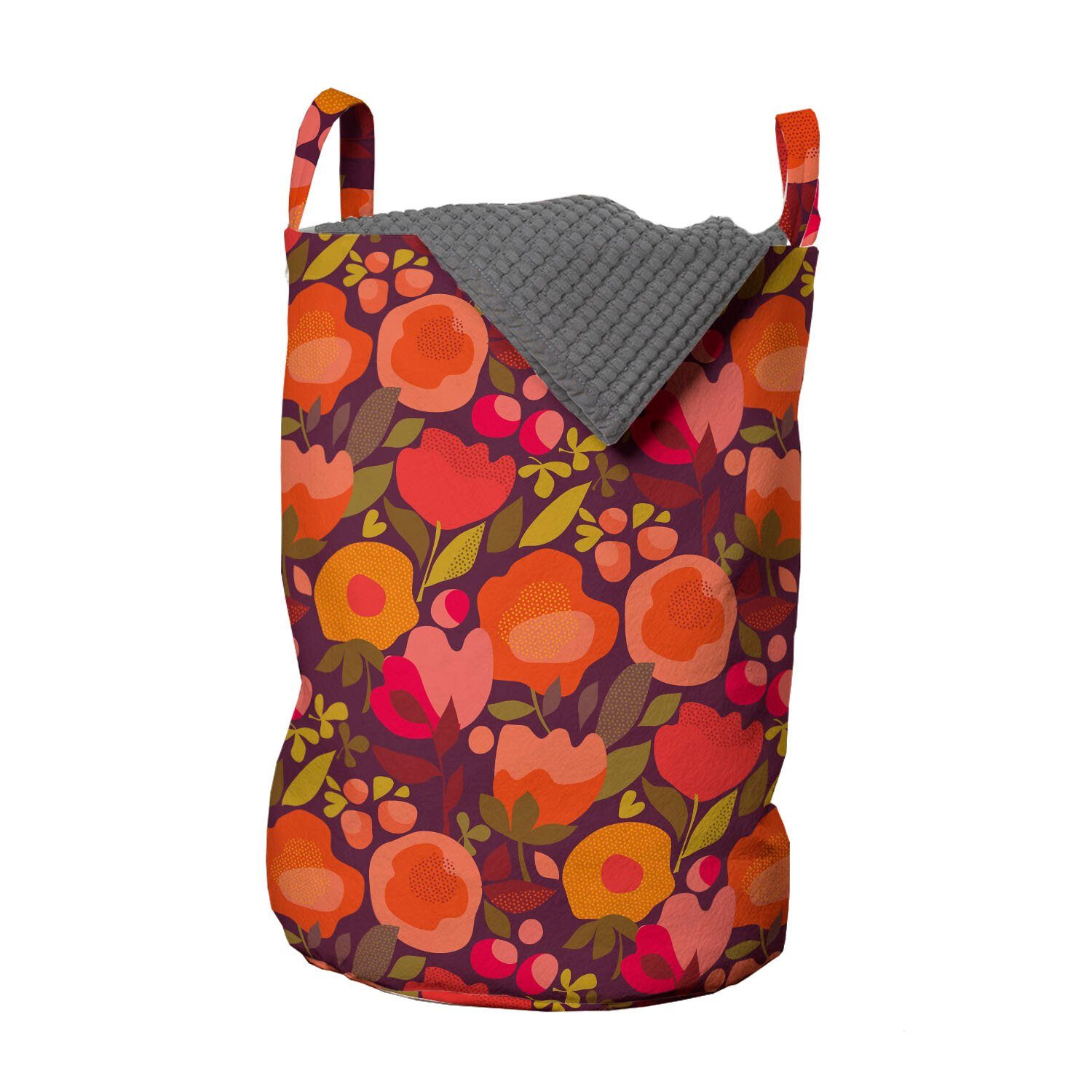 Abakuhaus Wäschesäckchen Wäschekorb mit Griffen Kordelzugverschluss für Waschsalons, Burnt orange Abstract Floral Doodle