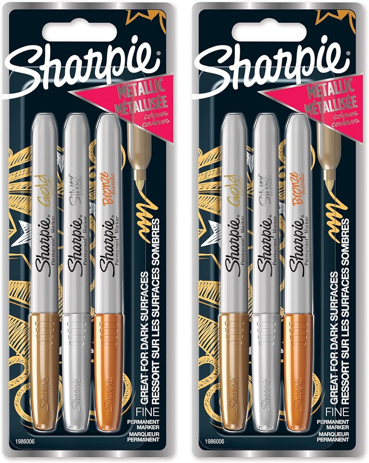 Sharpie Permanentmarker SHARPIE Metallic Permanentmarker, feine Spitze, 6 Stück
