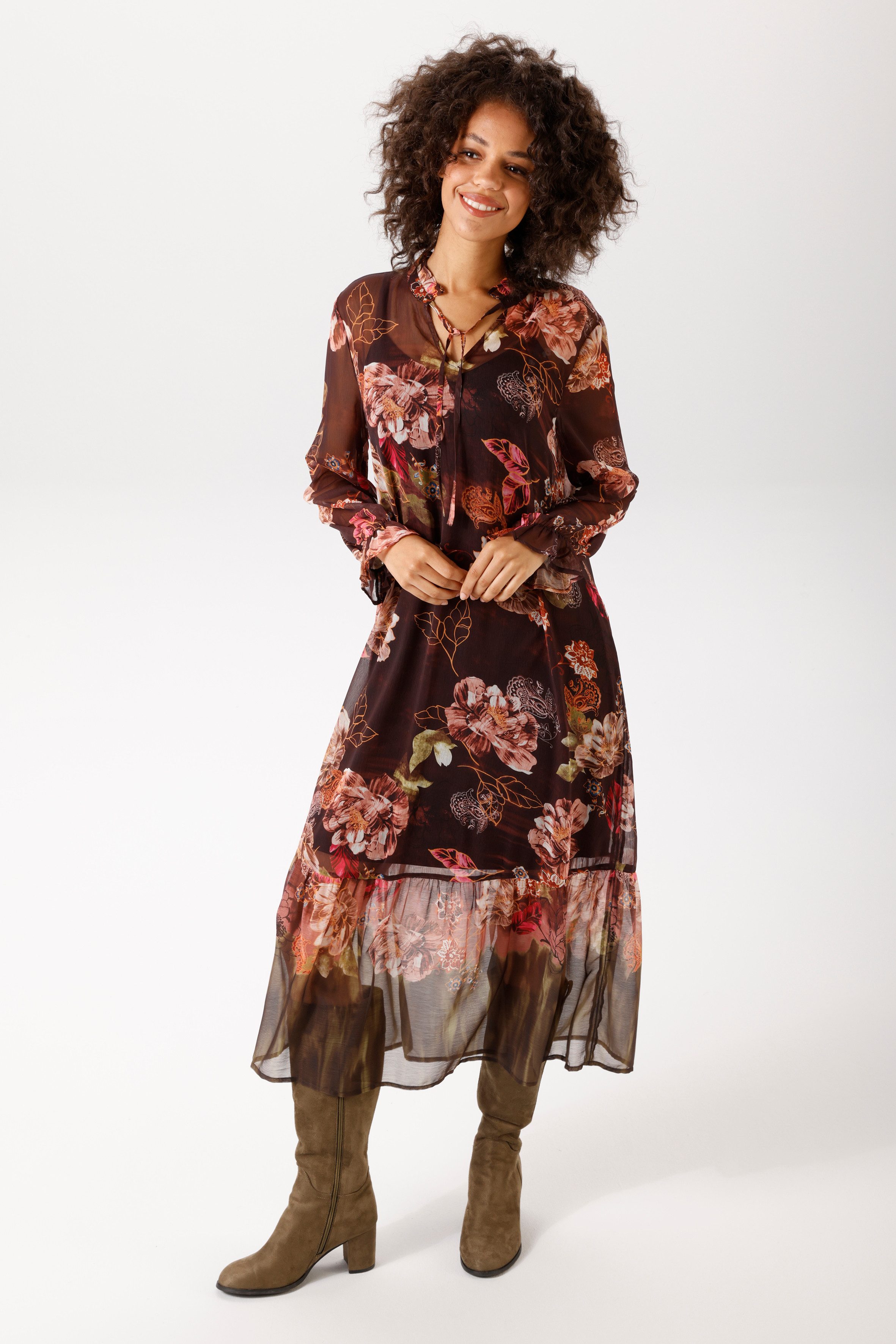 Aniston CASUAL Blusenkleid mit großflächigen, farbenfrohen Blumendruck - NEUE KOLLEKTION