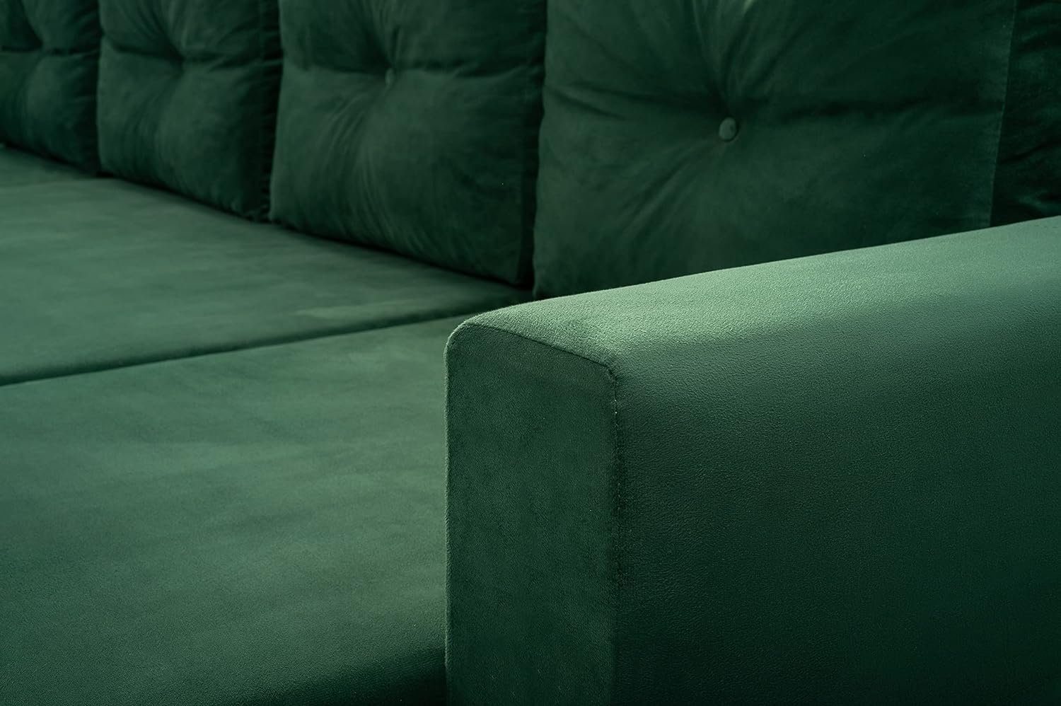 MOEBLO Schlaffunktion Bettkasten mit U-Form Couch U-Sofa Ecksofa 37 Wohnlandschaft mit Carl MANILA Sofa cm, 300x137x84 Schlaffunktion mit und U, Polsterecke - Bettkasten - Meeresblau Eckcouch