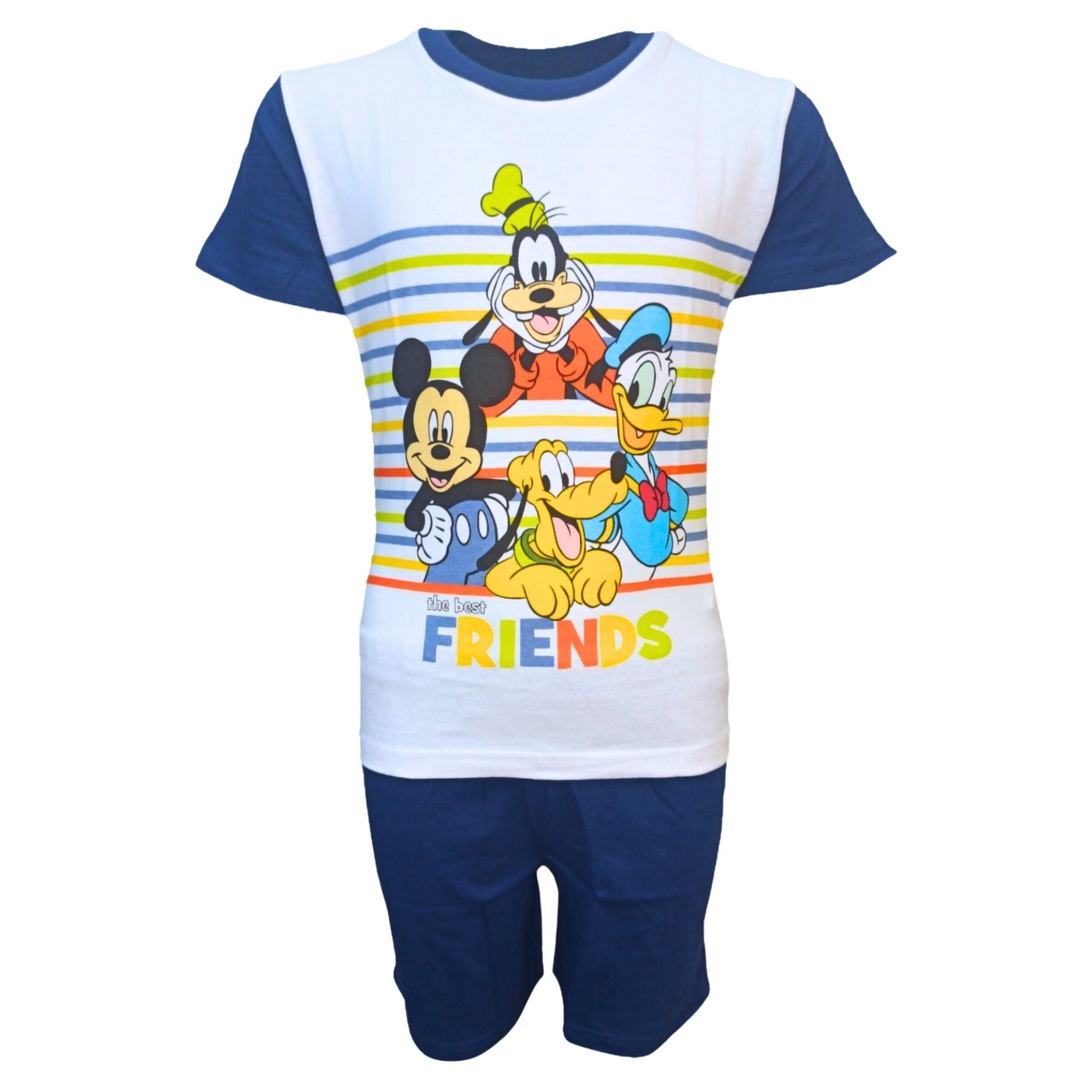 Disney Schlafanzug THE BEST FRIENDS (2 tlg) Jungen Pyjama Set kurz - Shorty Gr. 98-128 cm Dunkelblau