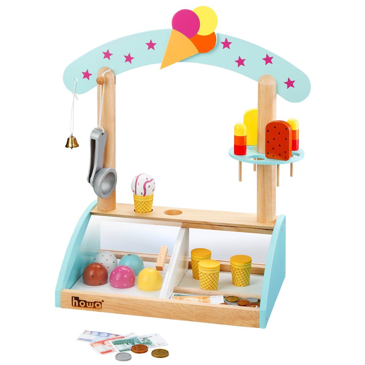 howa Spiellebensmittel, Eisstand mit Zubehör und Spielgeld