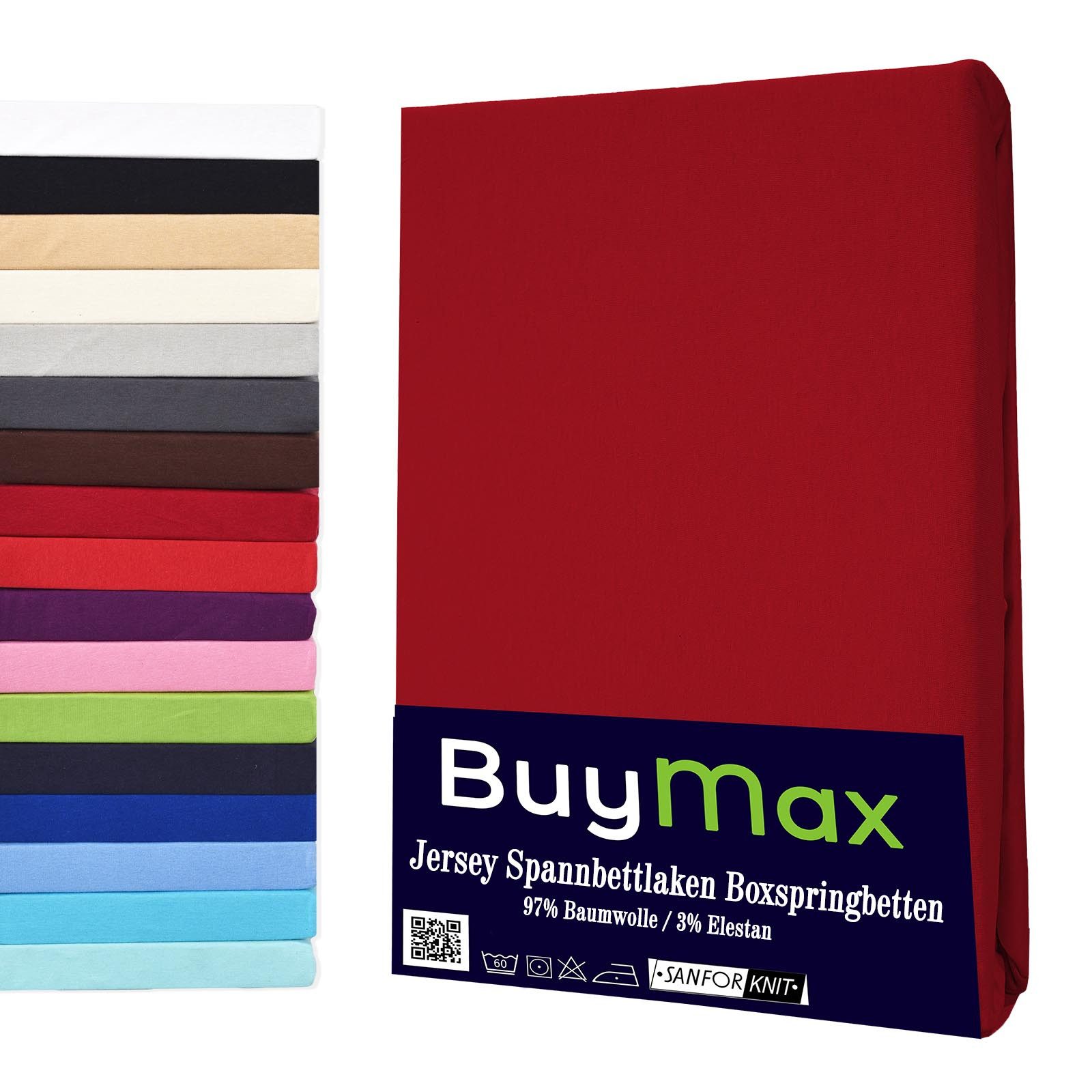 Buymax Spannbettlaken Wasserbett Spannbettlaken für Boxspringbetten Matratzen bis 35 cm Höhe, Jersey, Gummizug: Rundumgummi, (1 Stück), Spannbetttuch 97% Baumwolle, 3% Elasthan, atmungsaktiv, 40 cm Steghöhe