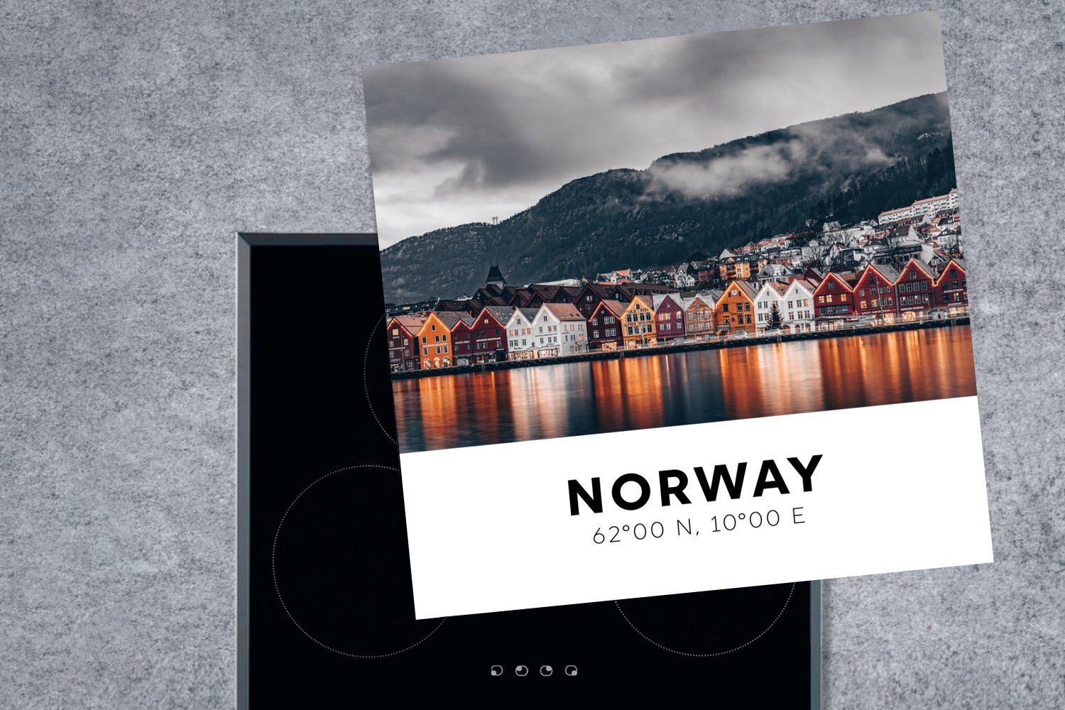 Skandinavien, - küche Herdblende-/Abdeckplatte Ceranfeldabdeckung, Norwegen für tlg), - Arbeitsplatte cm, 78x78 Bergen MuchoWow (1 Vinyl,