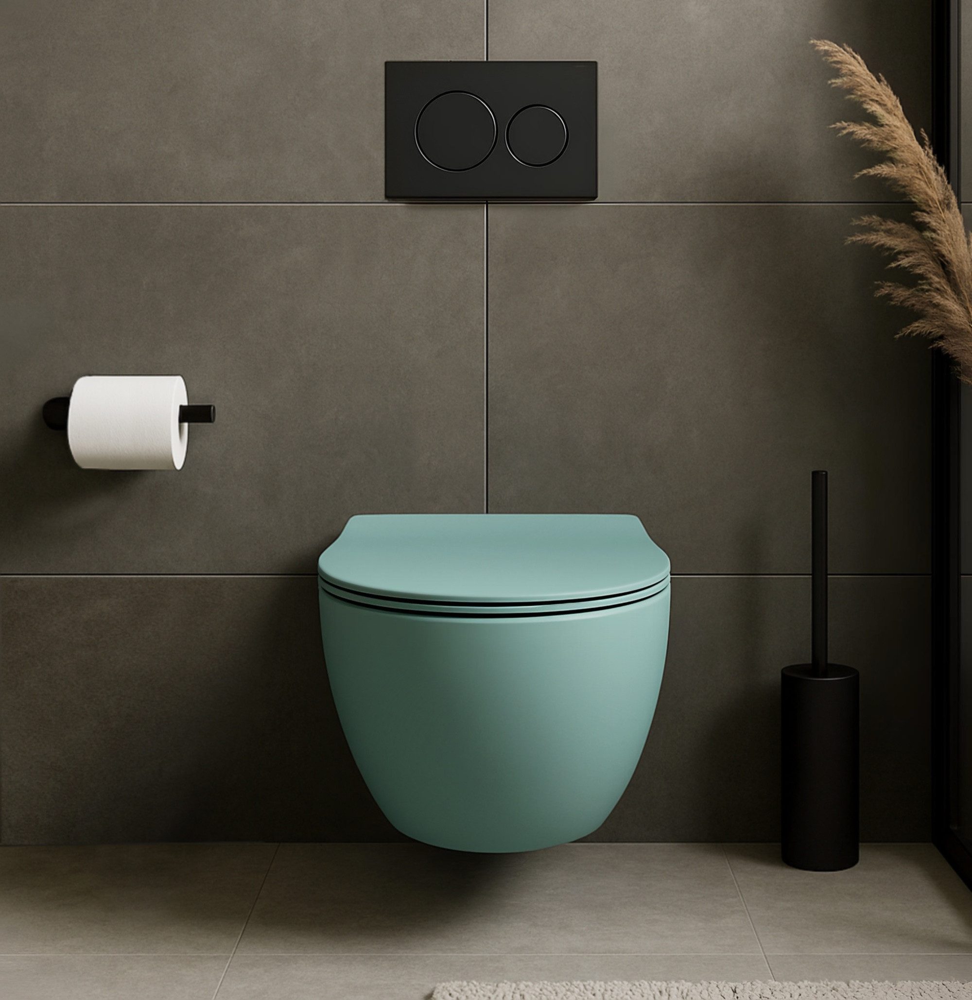 Creavit Tiefspül-WC RIMOFF mit & ohne Bidet‑Funktion – Hänge‑WC aus Sanitärkeramik, Wandmontage, Abgang Spülrandlos, wassersparend, Toilette in verschiedene Farben, antibakteriell, Softclose‑Sitz