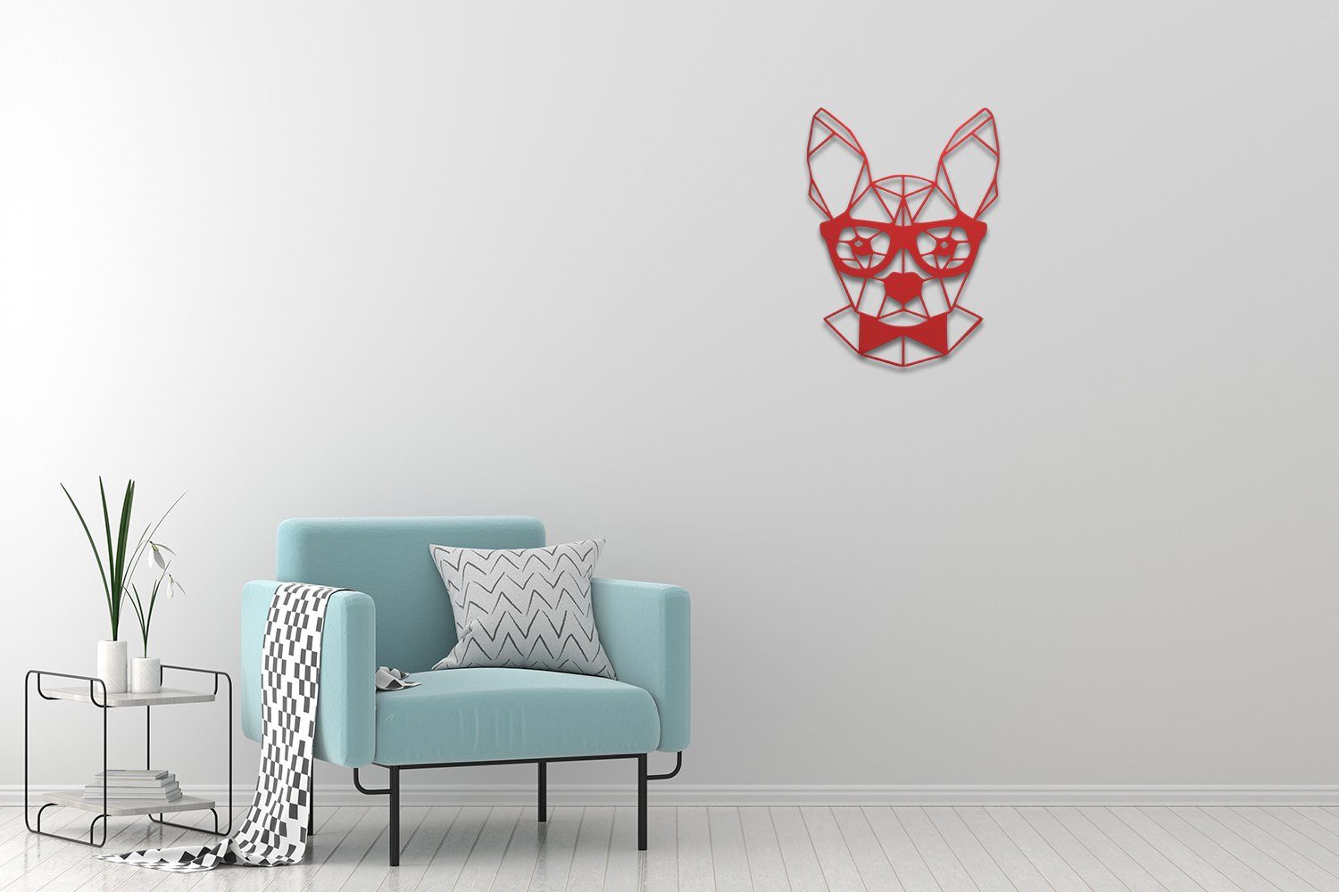 tuning-art Wanddekoobjekt WB06-RT Wanddekoration Deko Dog Crazy Rot Metallschild Wandkunst Stahl