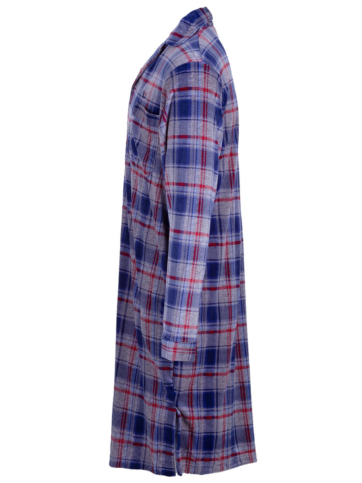 Henry Terre Nachthemd Velour Nachthemd langarm - Karo günstig online kaufen