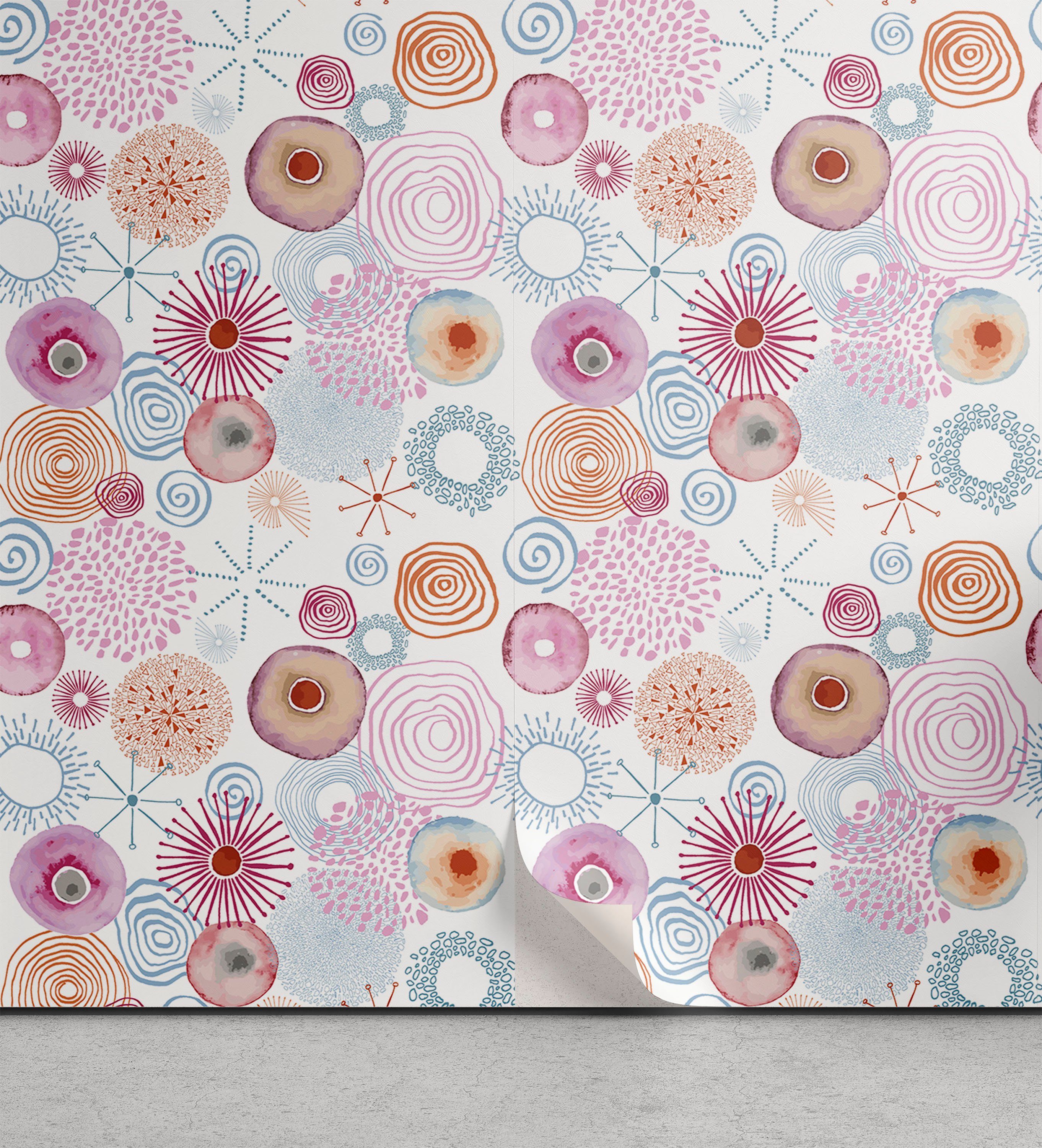 Abakuhaus Vinyltapete selbstklebendes Wohnzimmer Küchenakzent, Retro Dahlia Blütenblätter