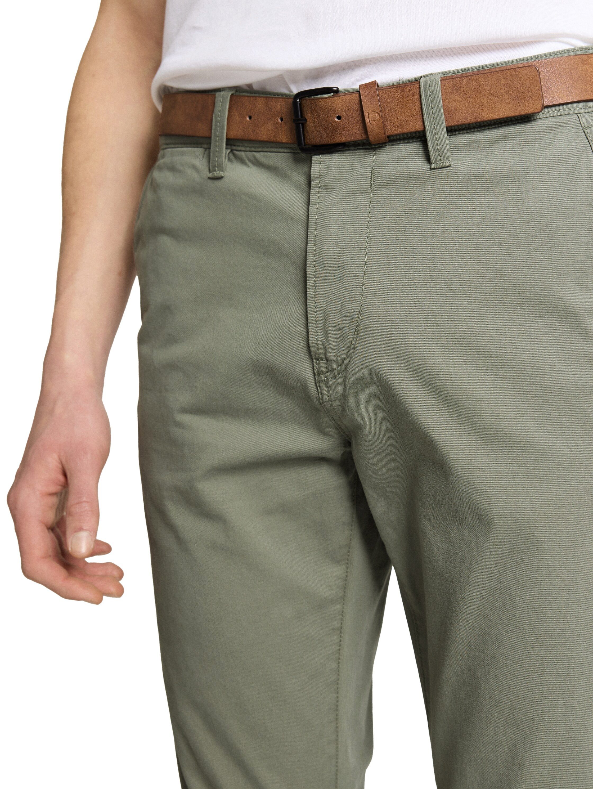 TOM TAILOR Denim Chinohose (mit Gürtel) leicht vorgewaschen