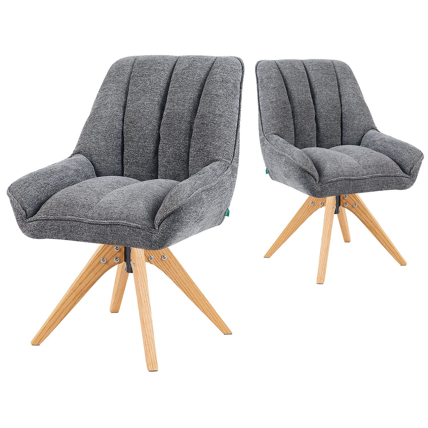 DUBI Möbel Polsterstuhl Mika-Lio 2er-Set, Federkern, Eiche geölt, 360° dreh günstig online kaufen