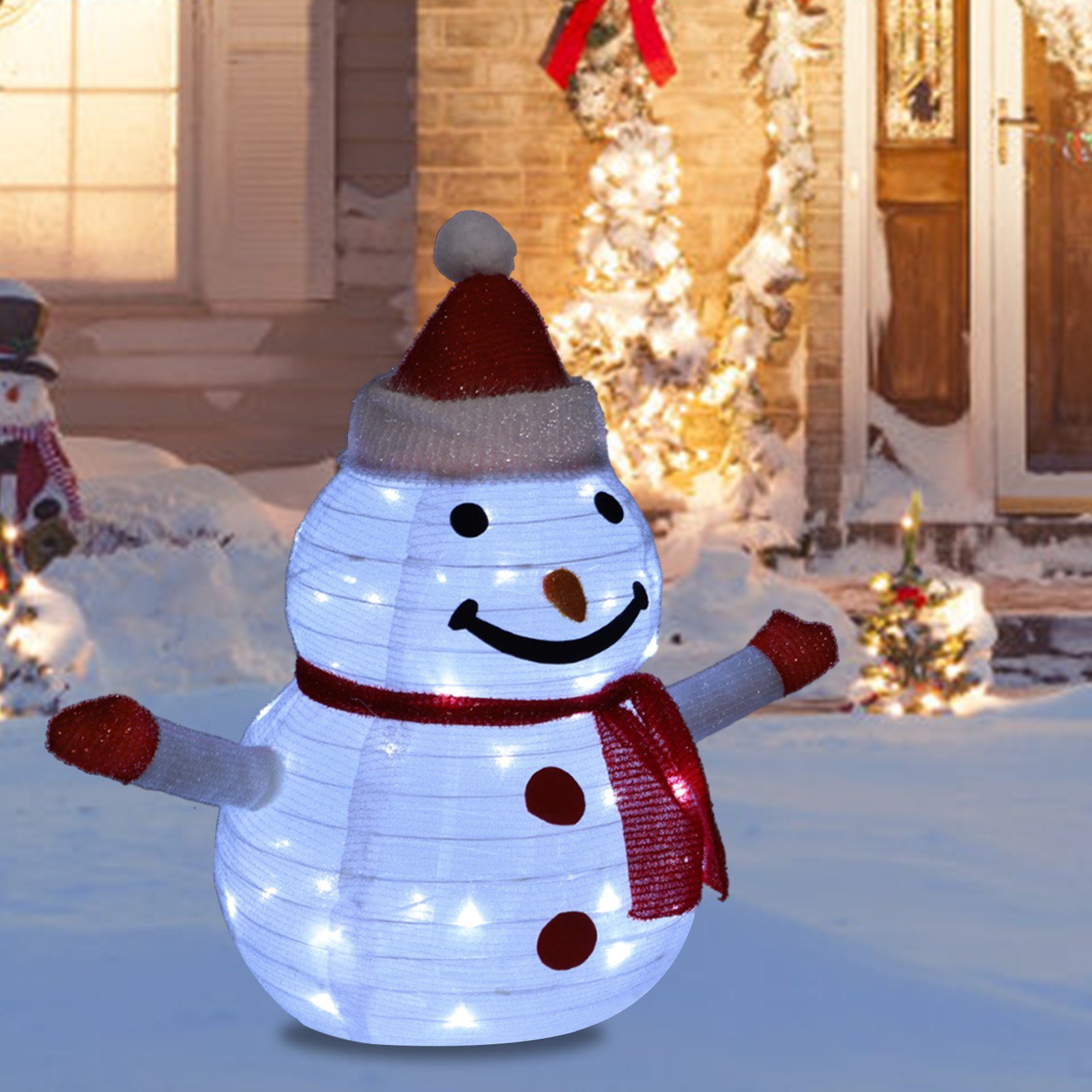 Weihnachtsfigur,LED Timer Dekolicht H, MUPOO Weihnachtsdekoration Dekofigur LED-Licht,60cm LED Schneemann-Dekoration,40LED Warmweiße/Weiße Teleskopisch