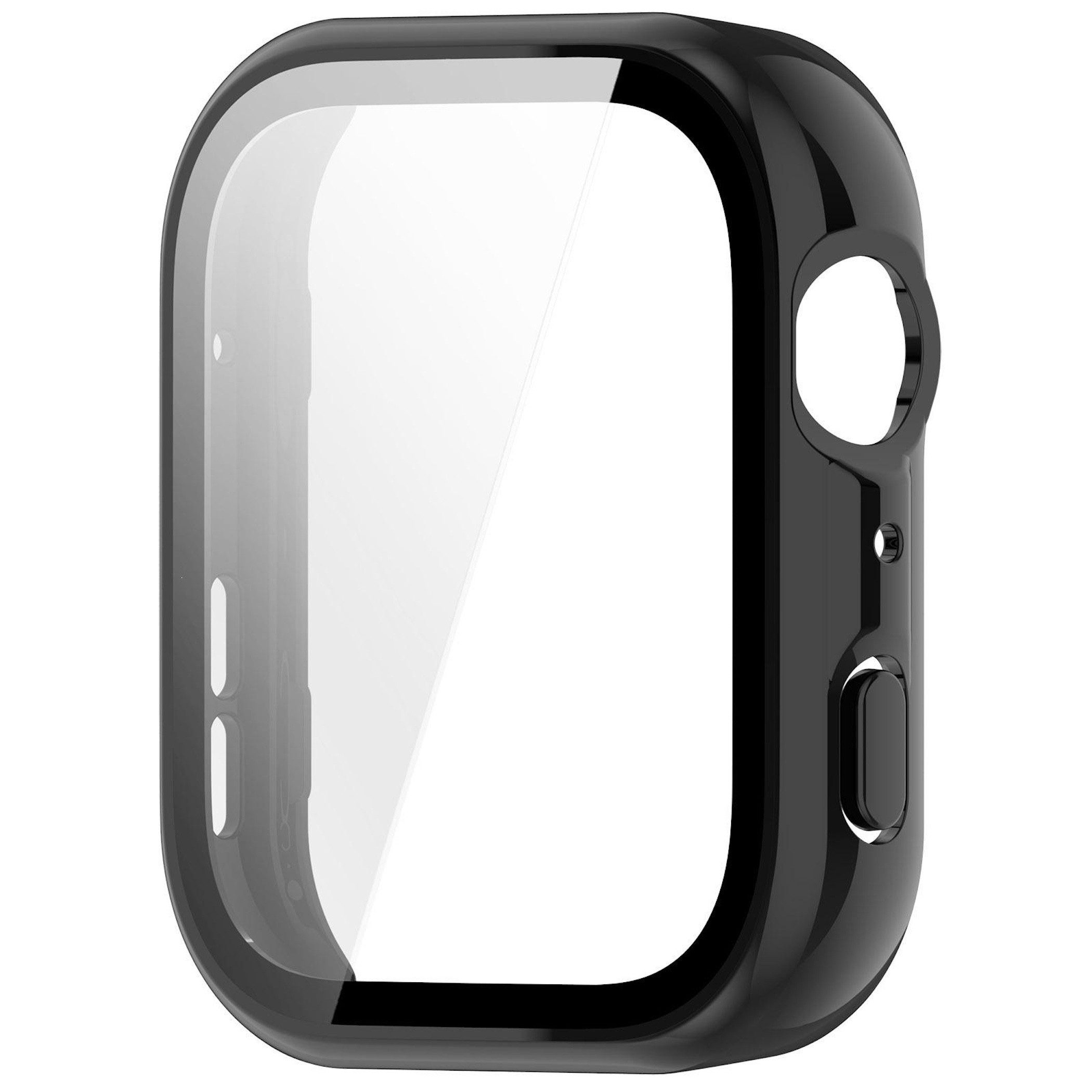 Wigento Smartwatch-Hülle + Schutzglas für Huawei Watch Fit 5 Full Cover Case Schwarz, Schutzhülle aus PC + Hart Glas für Rundumschutz