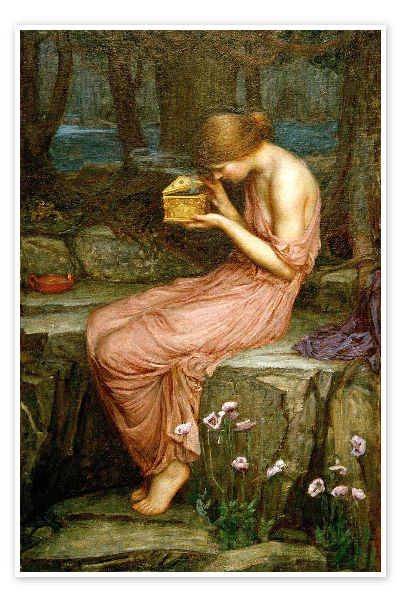 Posterlounge Poster John William Waterhouse, Psyche öffnet die goldene Box, Malerei