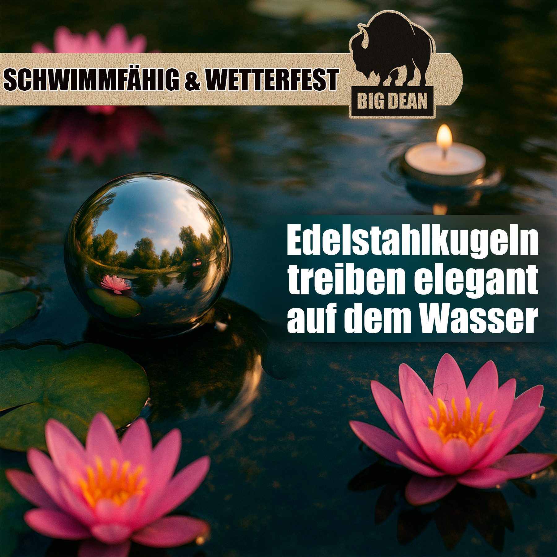 BigDean Dekokugel Schwimmkugeln Silber - Teichkugeln 6er Set aus Edelstahl Gartendeko (Set, 6 St., Kugeln), Rostfreier Edelstahl, Schwimmfähig, Witterungsbeständig
