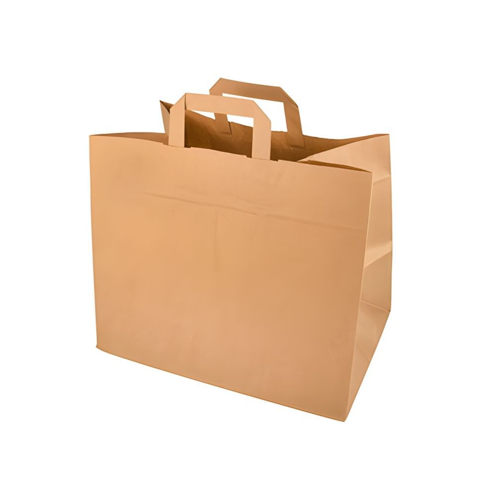 PAPSTAR Tragetasche 400 x Tragetaschen, Papier 27 cm x 32 cm x 17 cm braun mit Tragegriff