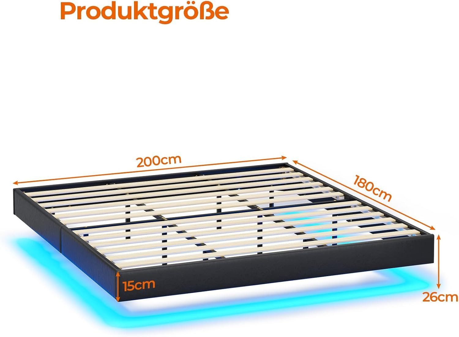 MSMASK Bett Schwebebett Doppelbett Bettgestell Bettrahmen günstig online kaufen