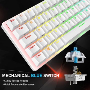 LexonElec RGB 14 Hintergrundbeleuchtungseffekte Tastatur- und Maus-Set, mit 62 Tasten und leuchtenden Kapppen für Gaming, Asthetisches Design