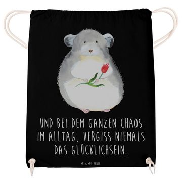 Mr. & Mrs. Panda Sporttasche Chinchilla Blume - Schwarz - Geschenk, lustige Sprüche, Tiermotive, T (1-tlg), Umweltfreundlich