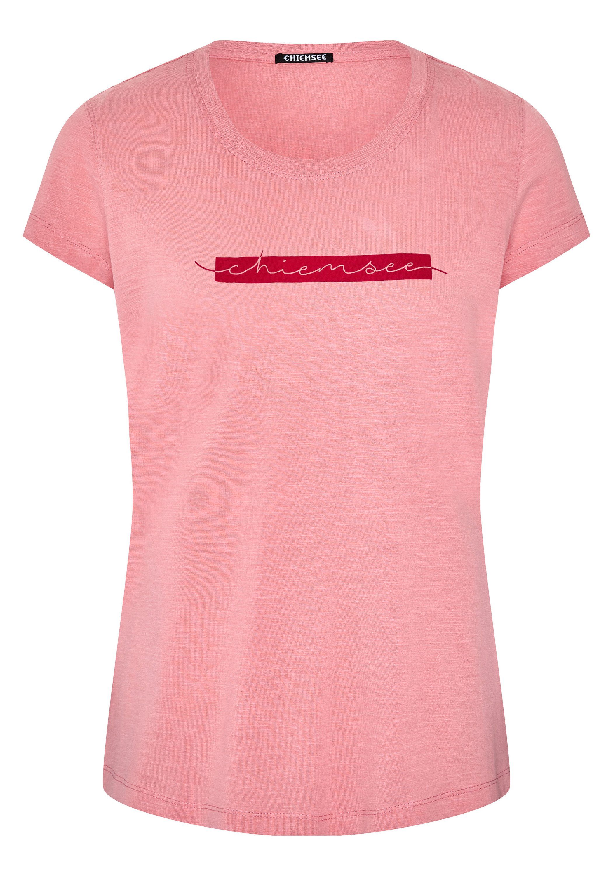 T-Shirt Print-Shirt Logo-Schriftzug Logo-Blockstreifen Damen-Shirt CHIEMSEE Chiemsee mit dekorativem 1, mit