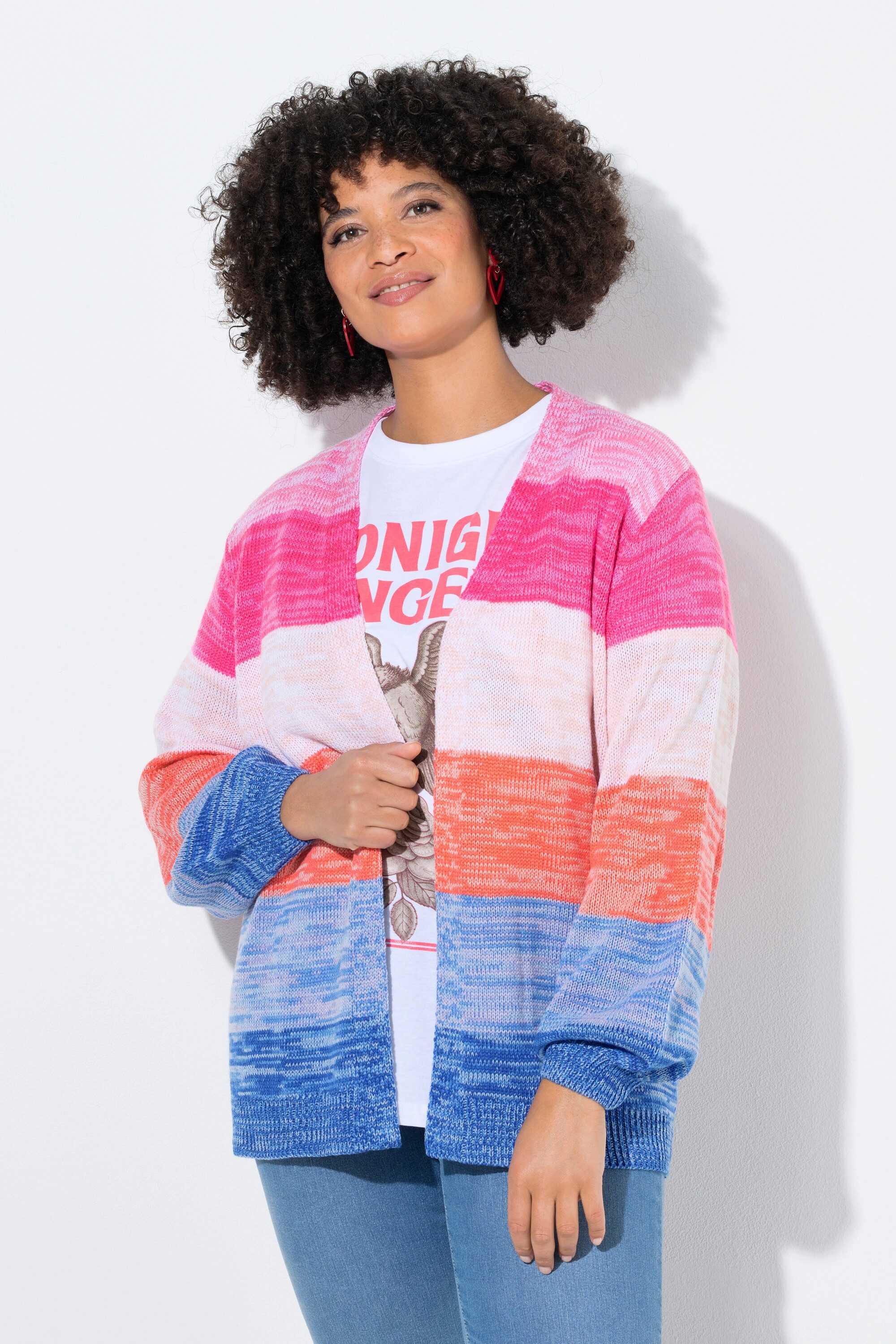 Strickjacke Strickjacke Straight Fit Blockstreifen