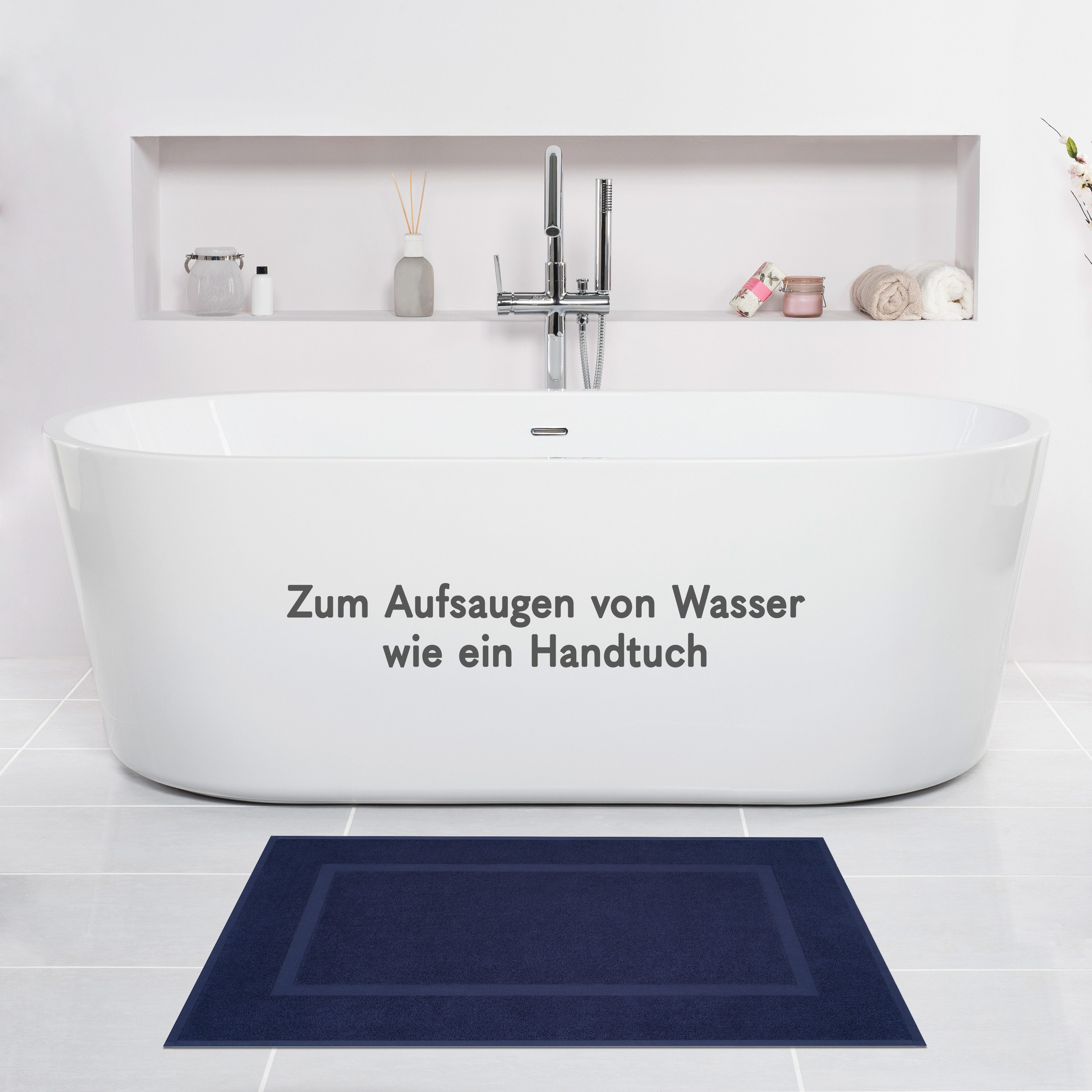 HAMMETEX Badematte Hotelmatte, Duschvorleger, Höhe 5 mm, rutschhemmend beschichtet, beidseitig nutzbar, Baumwolle, rechteckig, 2-teiliges Set, einfarbig, 100% Baumwolle