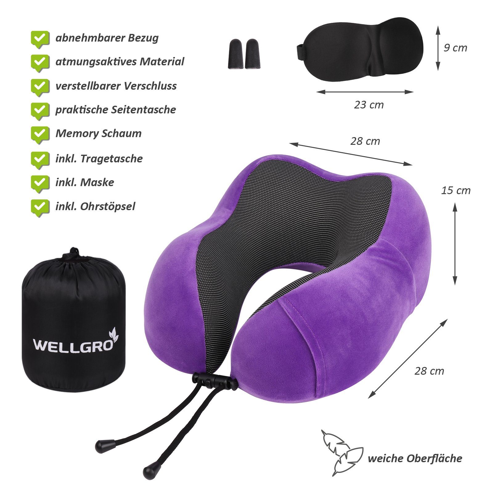 Wellgro Nackenkissen Nackenkissen mit Schlafmaske und günstig online kaufen