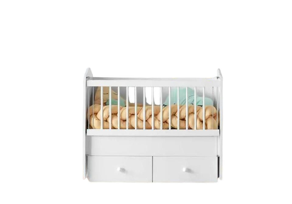JVmoebel Babybett Babybett in Weiß aus Holz mit Schubladen und Gitterstäben, 1-tlg., Made in Europe