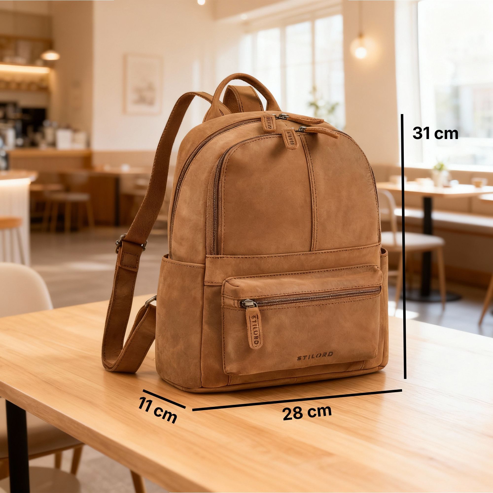 STILORD Cityrucksack "Marcella" Moderner Kleiner Leder Rucksack Damen 13 Zoll