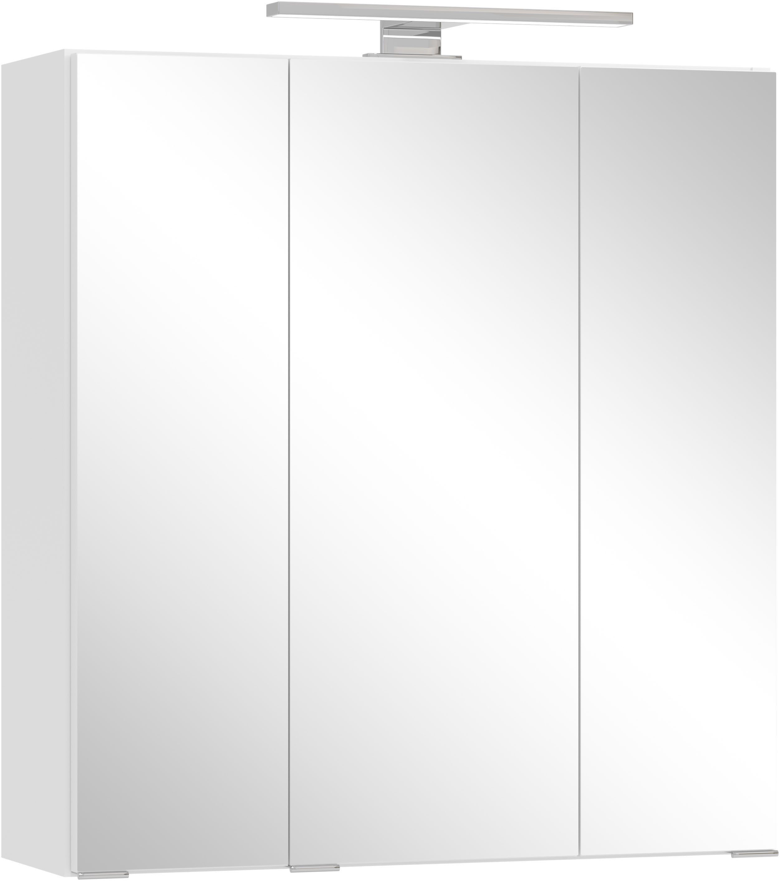 OTTO home Spiegelschrank BOZEN, 3D-Spiegelschrank 60 cm (Badezimmerschrank, Badschrank, Stauraum, Badmöbel, Schrank) Inklusive LED-Aufbauleuchte, Steckdose und Schalter