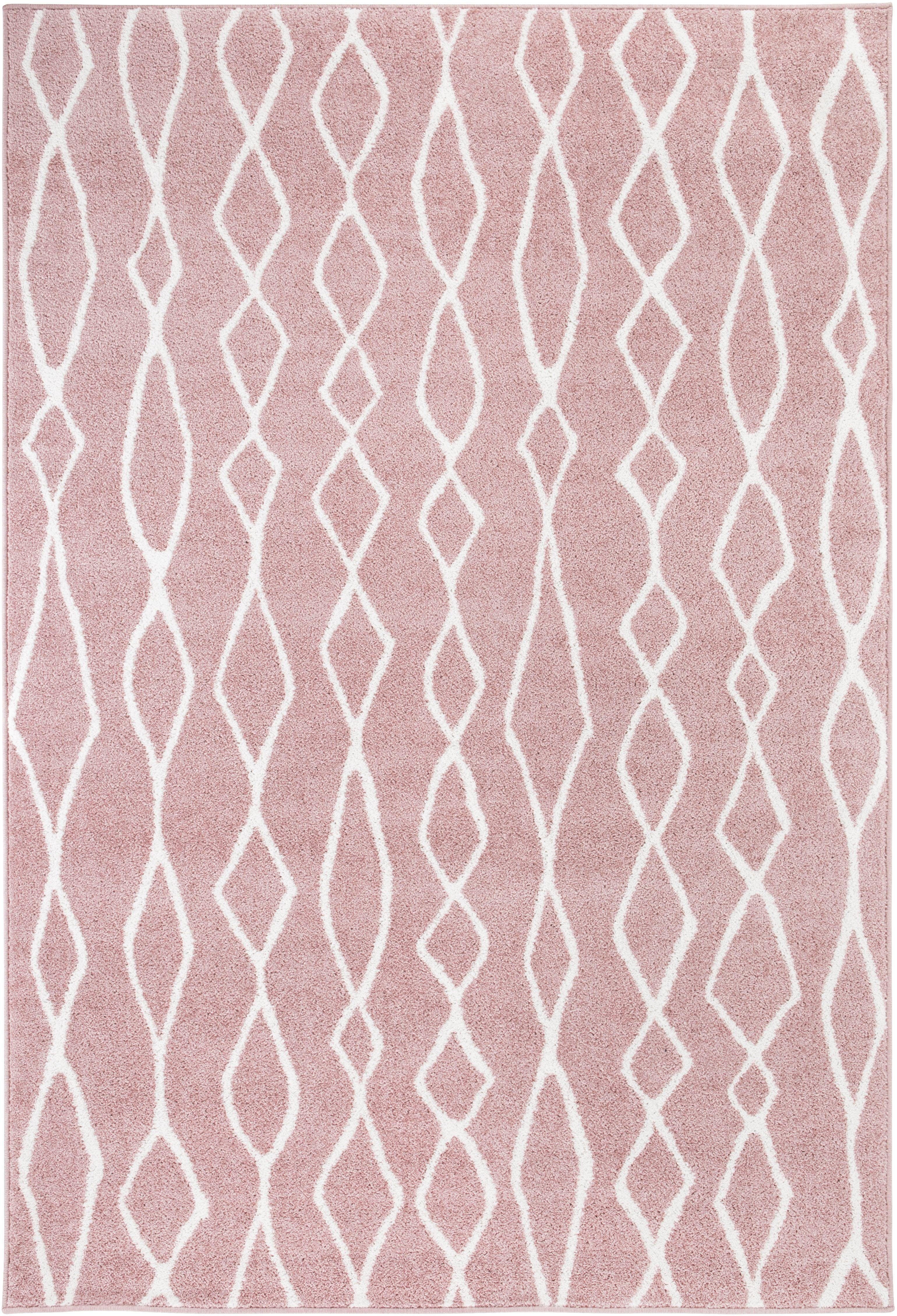 Teppich Bolonia 92, Andiamo, rechteckig, Höhe: 6 mm, Rauten Design, Wohnzimmer rosenholz