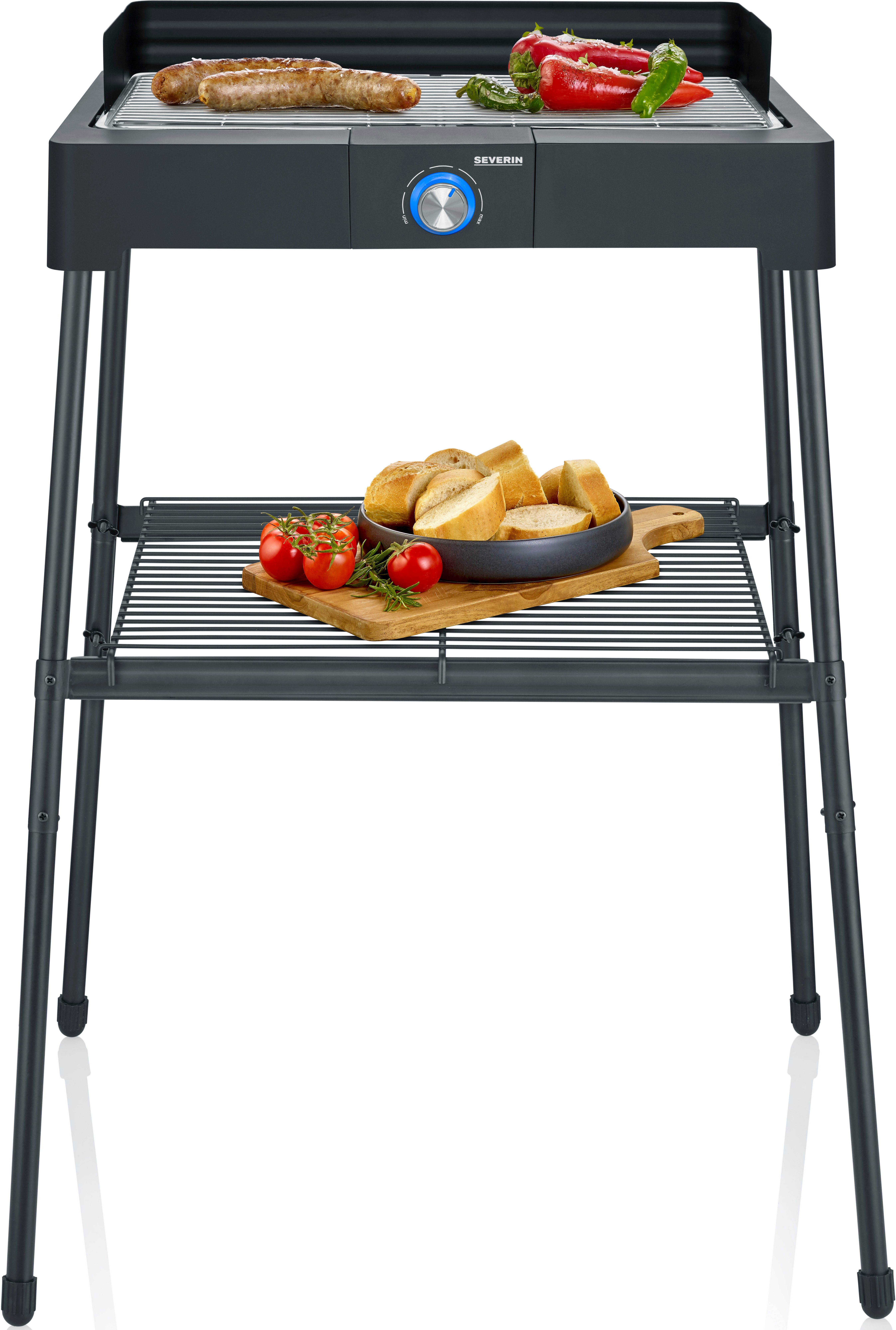 Severin Standgrill PG 8566, 2200 W, Elektrogrill mit Grillrost, als Stand- oder Tischgrill nutzbar