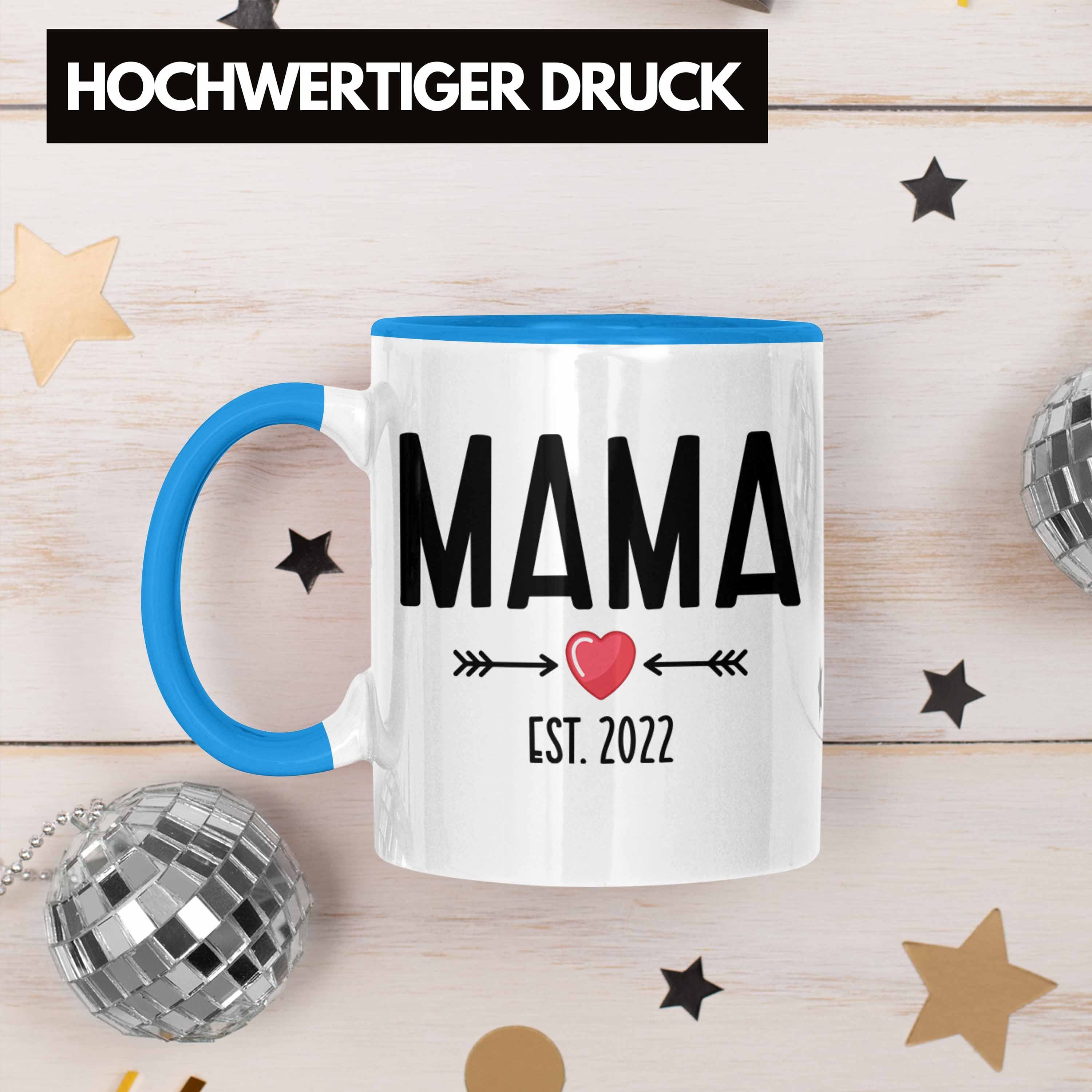 Überraschung Du Mutter 2022 2022 Tasse Trendation Schwangerschaft Mutter Trendation - Geschenk Wirst Tasse Mama Baby Verkünden Blau Kaffeetasse