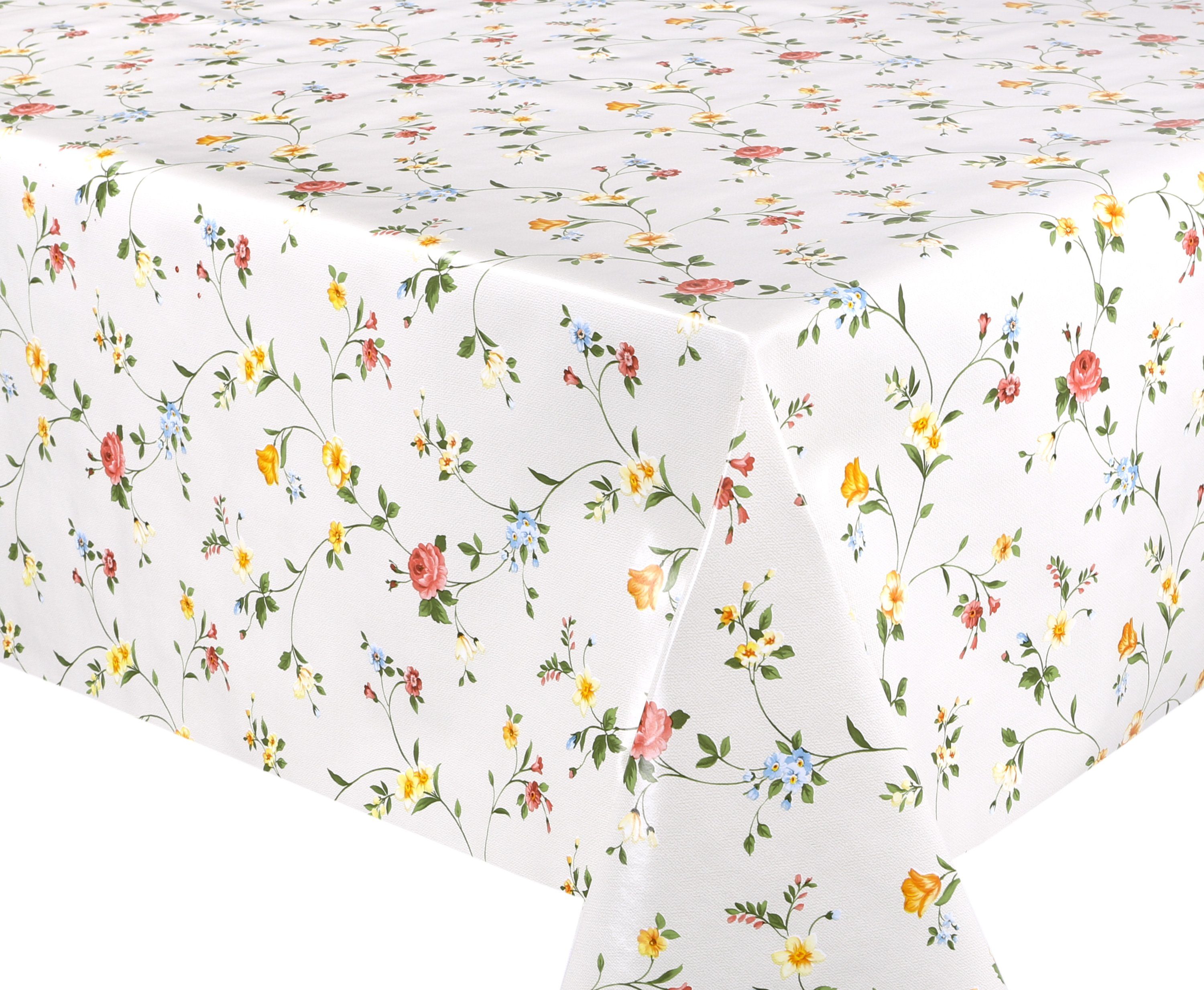 Beautex Tischdecke Wachstuchtischdecke Glatt Klassisch Blümchen abwischbar Tischdecke (1-tlg), Wasserundurchlässig, Zuschneidbar, Pflegeleicht, Oberflächenversi – Bild 4 von 4