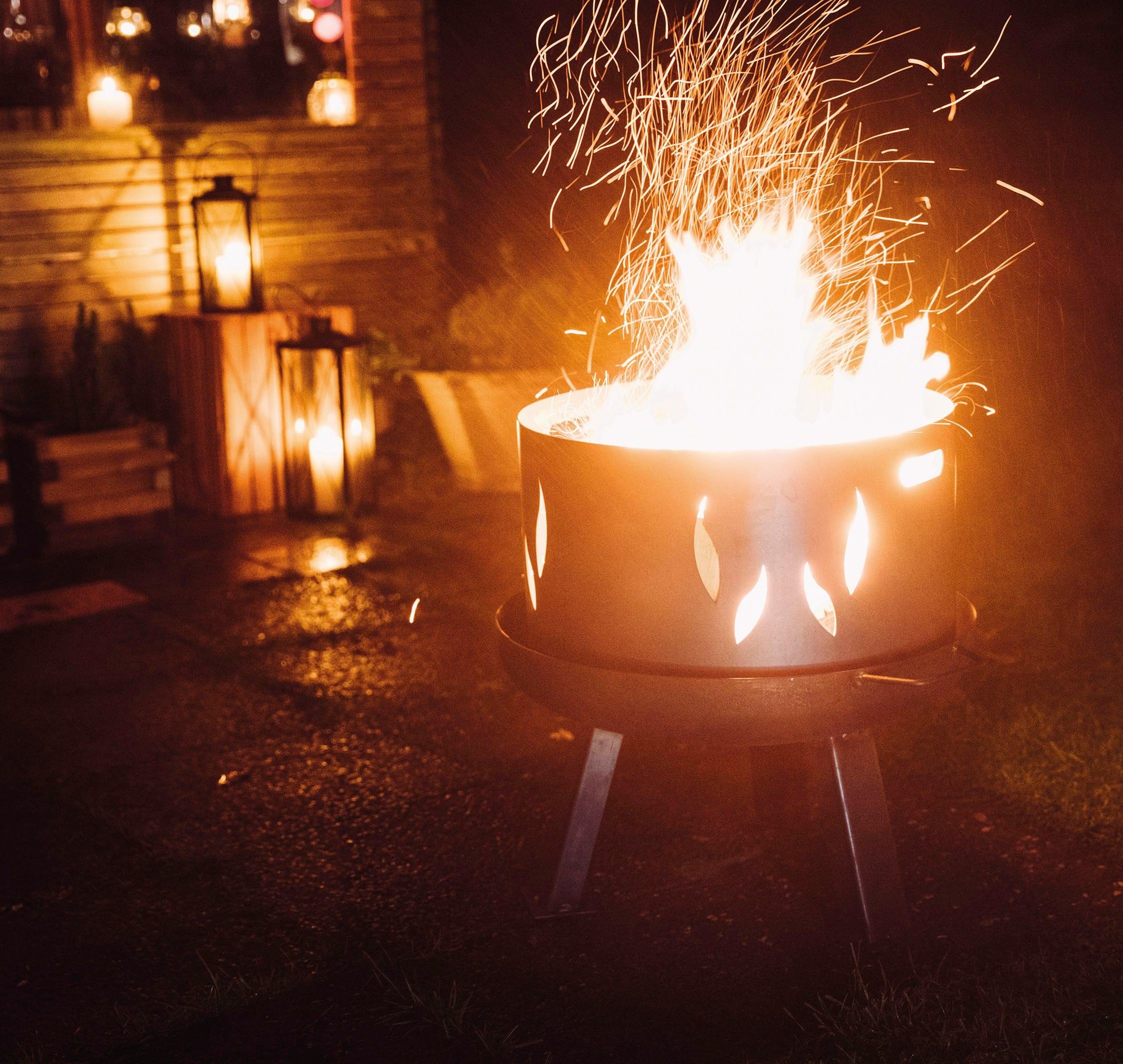 Siena Garden Funkenschutzgitter Feuerschalenaufsatz für Feuerschale XXL 55 cm (1 St), Ø 53 cm, mit Flammendesign, Stahl silber/anthrazit