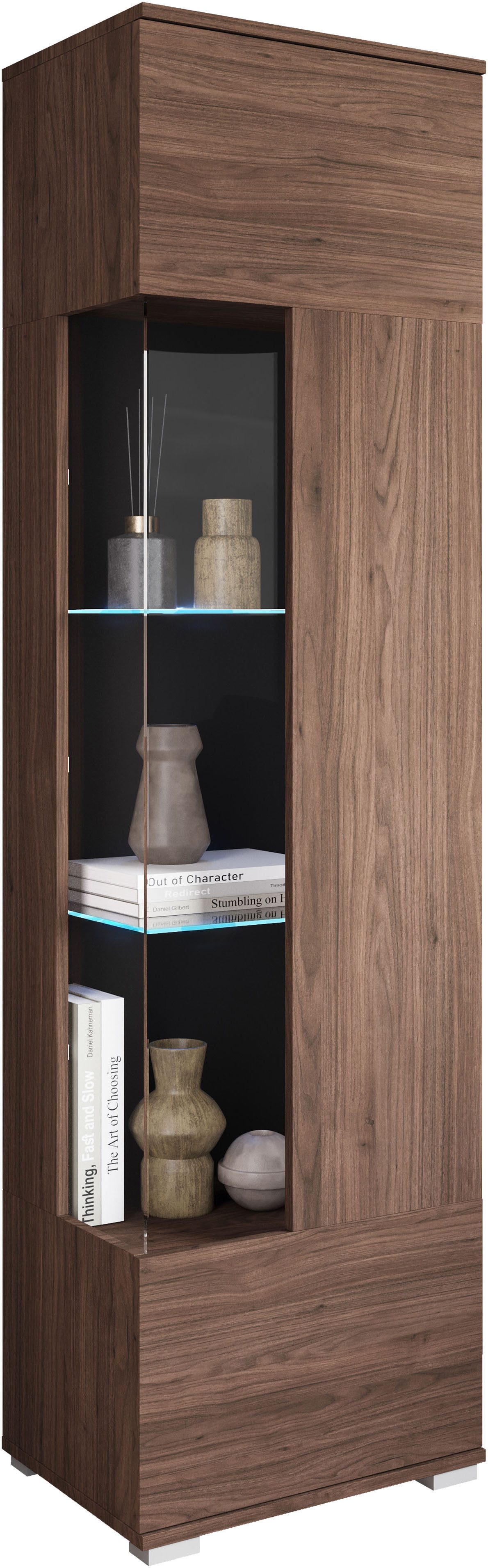 OTTO home Vitrine Kenia, stehend und hängend, Türanschlag wechselbar (1-St) Vitrineschrank mit Glastüren 160 cm Höhe