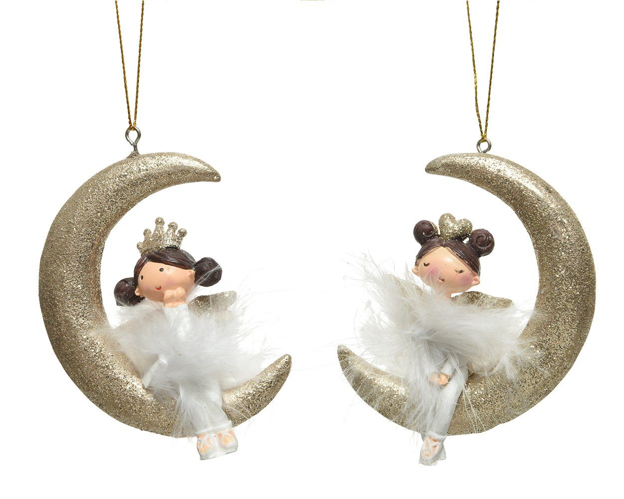 Decoris season decorations 1 auf Keramik sort. Christbaumschmuck Christbaumschmuck, Prinzessin gold, Stück Mond 9cm