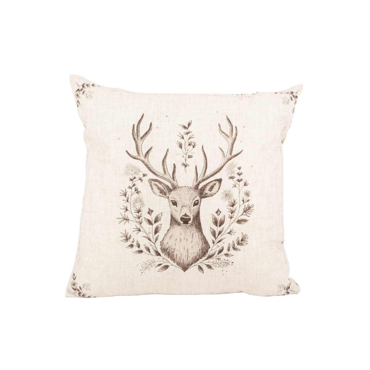 Clayre & Eef Dekokissen Clayre & Eef Kissenhülle Hirschkopf beige 45x45 cm
