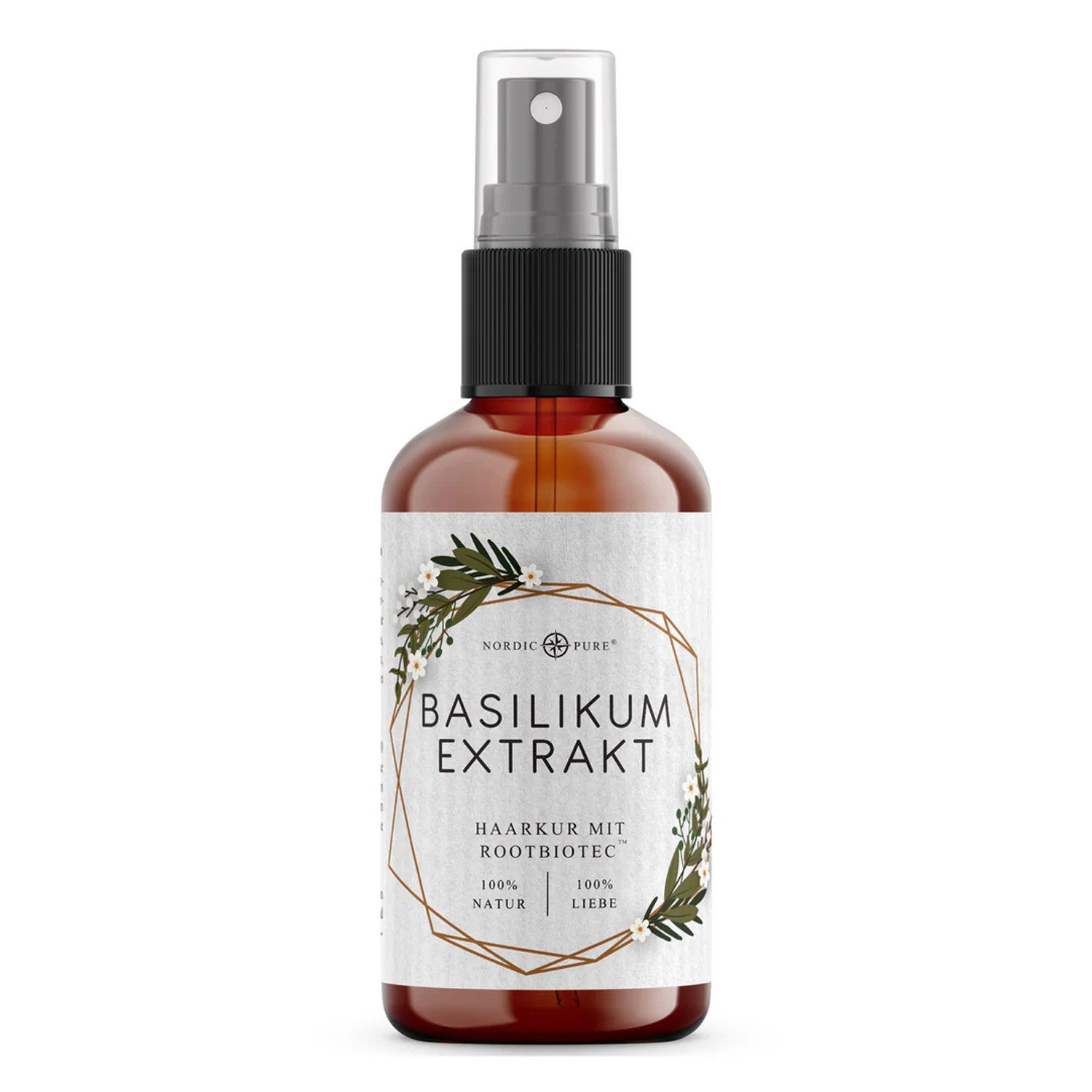 Nordic Pure® Haarserum Nordic Pure Basilikum-Extrakt mit RootBioTec™, Natürliche Haarkur für dünnes & brüchiges Haar für mehr Fülle und Vitalität
