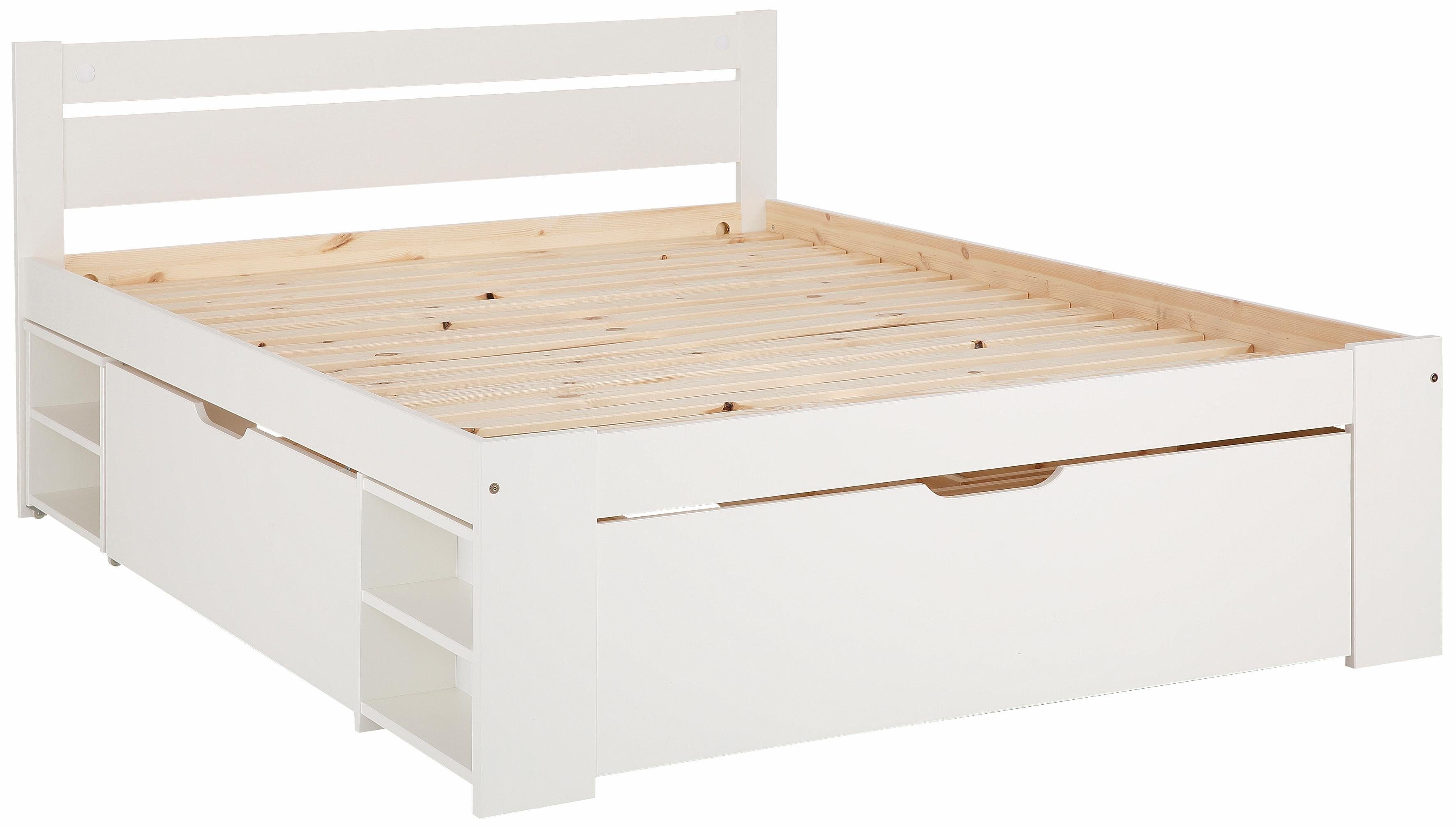 OTTO home Massivholzbett "HANNES " mit Schubladen und Regalen, Nachtschrank ausziehbar, stabil, mit Rollrost, aus massivem Kiefernholz, FSC®-zertifiziert. Reduzierter Preis € 499,99. Unverbindliche Preisempfehlung € 617,99