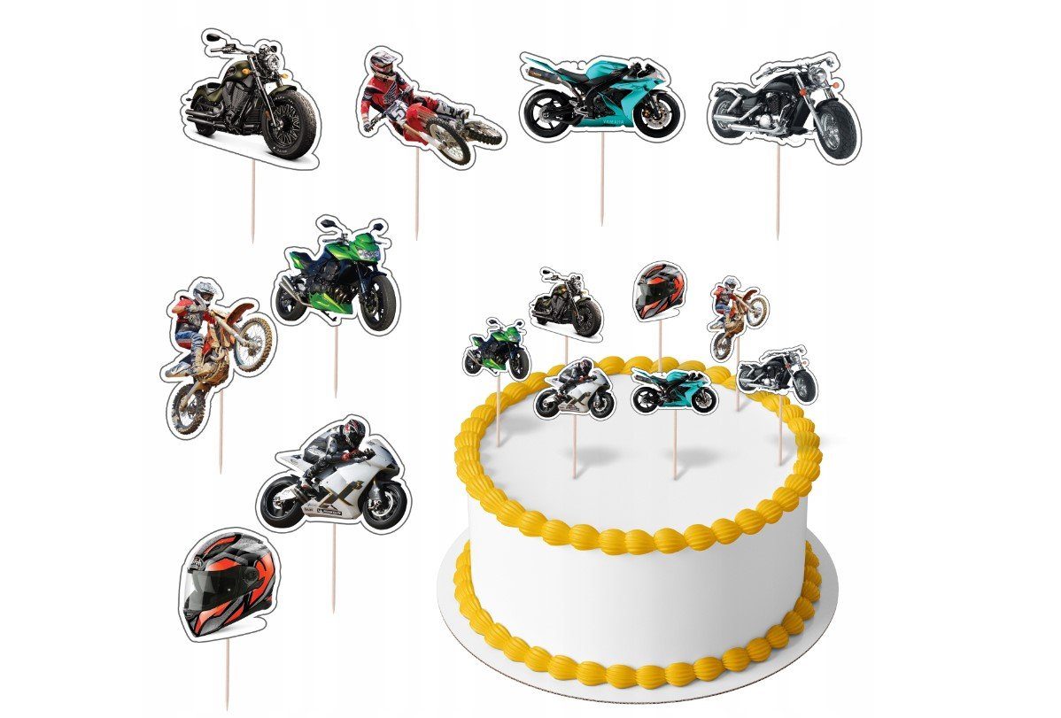 Festivalartikel Tortenstecker Motorrad Topper Set 8 Stk Geburstag Torten Deko Kuchen Junge