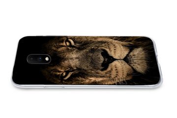 MuchoWow Handyhülle Löwe - Tiere - Schwarz - Porträt, Phone Case, Handyhülle OnePlus 7, Silikon, Schutzhülle