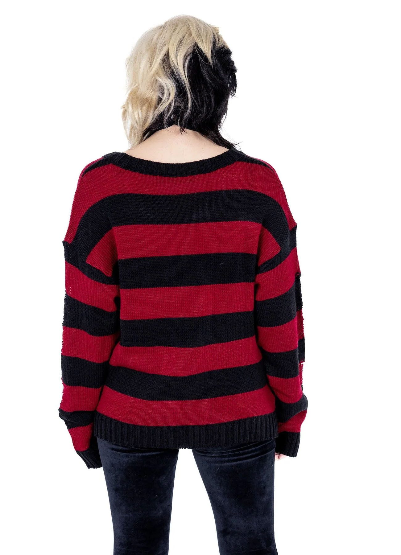 Heartless Strickpullover Vision Punk Gestreift Streifen Choker Halsband Gru günstig online kaufen