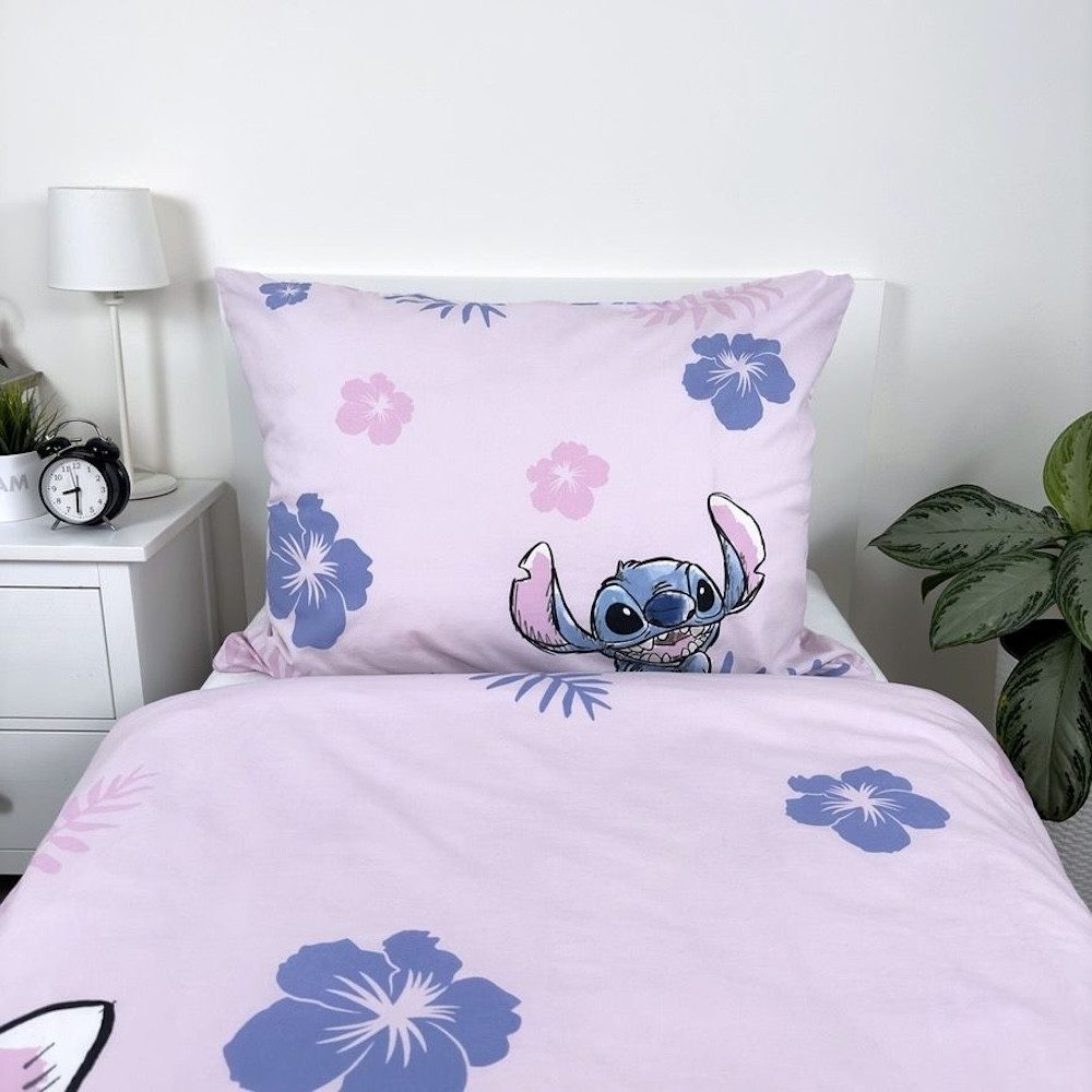 Lilo & Stitch Bettwäsche Disney Stitch Kinderbettwäsche 140x200 cm, rosa mit Reißverschluss, Baumwolle, 2 teilig, 100% Baumwolle – Bild 4 von 5