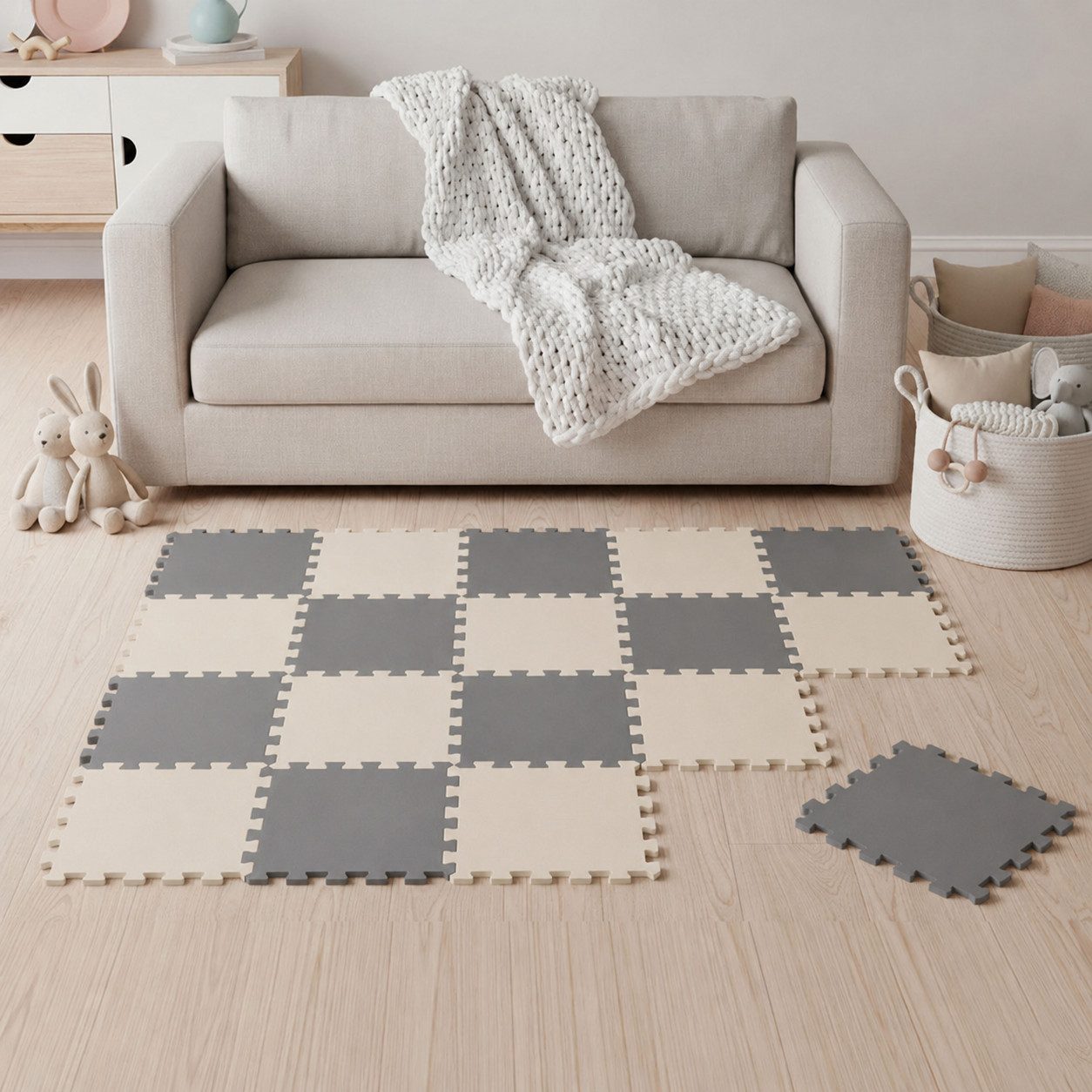 LittleTom Puzzlematte ab dem 1. Tag - 18 Teile Baby Spielmatte - 30 x 30 Kinder Krabbelmatte, (18-tlg), Spielunterlage für Babys und Kleinkinder - Kinderzimmer Puzzleteppich