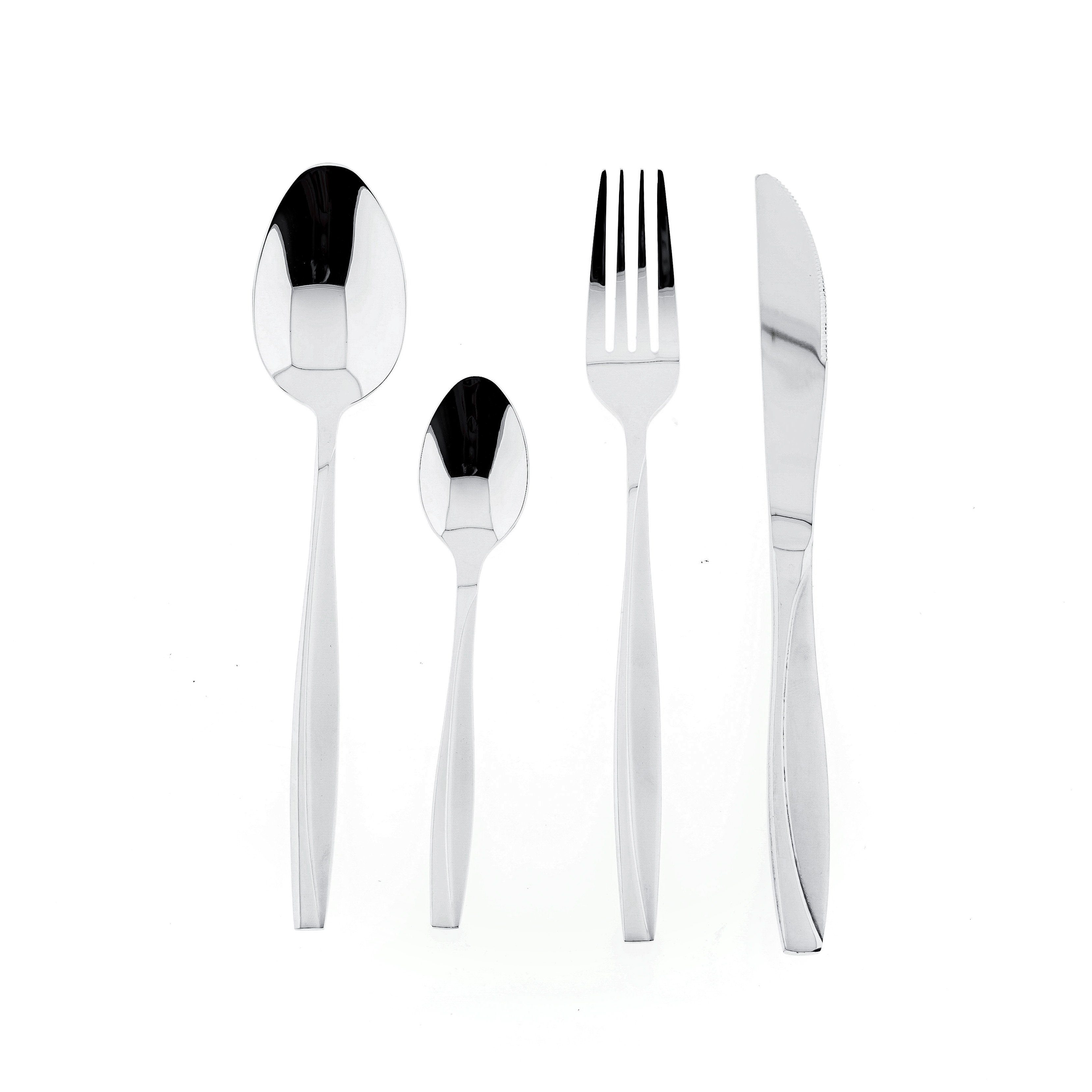 Almina Besteck-Set 84 teiliges Besteckset mit Design Edelstahl 18/10 für 12 Personen (84-tlg), 12 Personen, Edelstahl