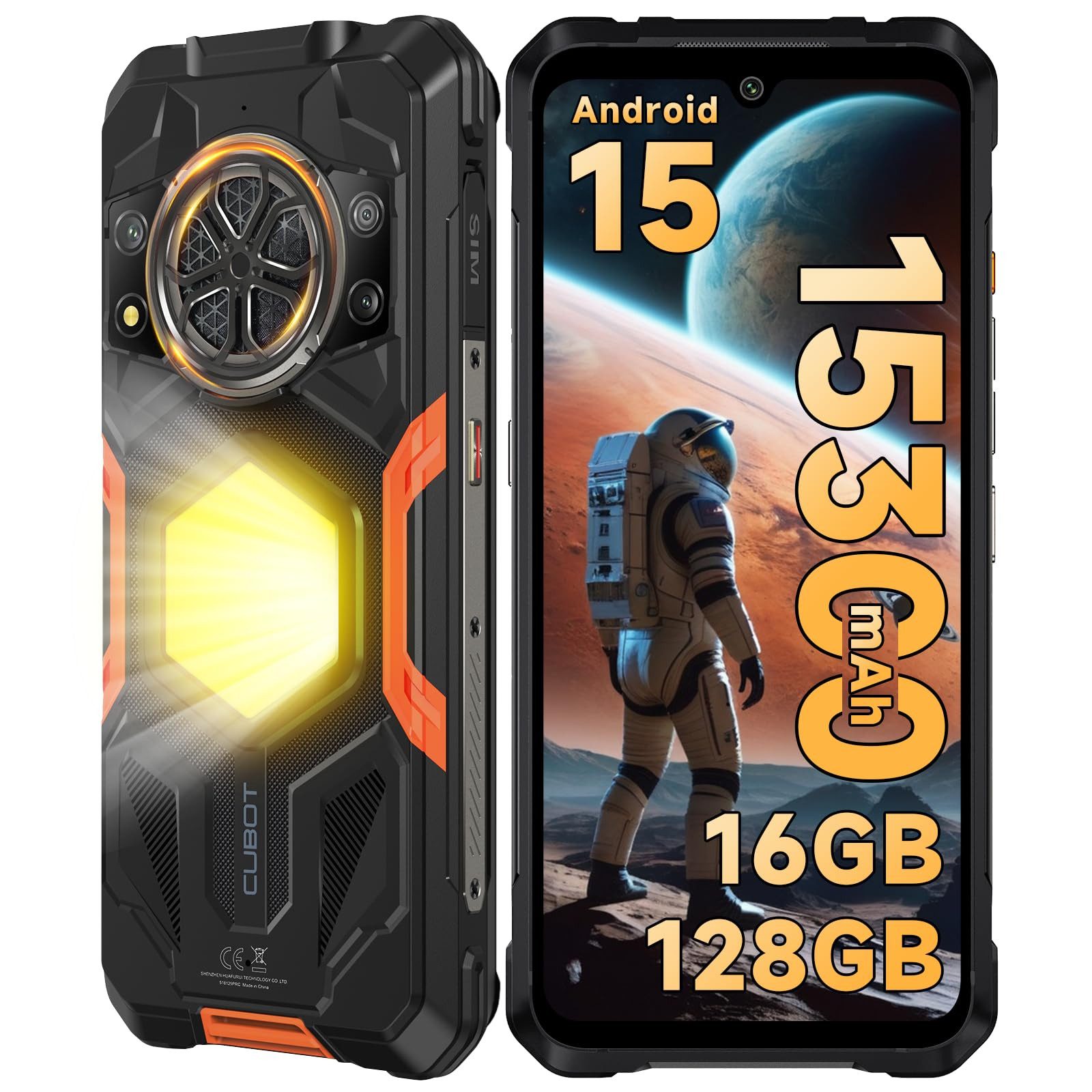Cubot KingKong Power 5 Outdoor Smartphone (17,48 cm/6.88 Zoll, 128 GB Speicherplatz, 64 MP Kamera, Android 15, 15300mAh, NFC, OTG, IP68 Wasserdicht Baustellenhandy)