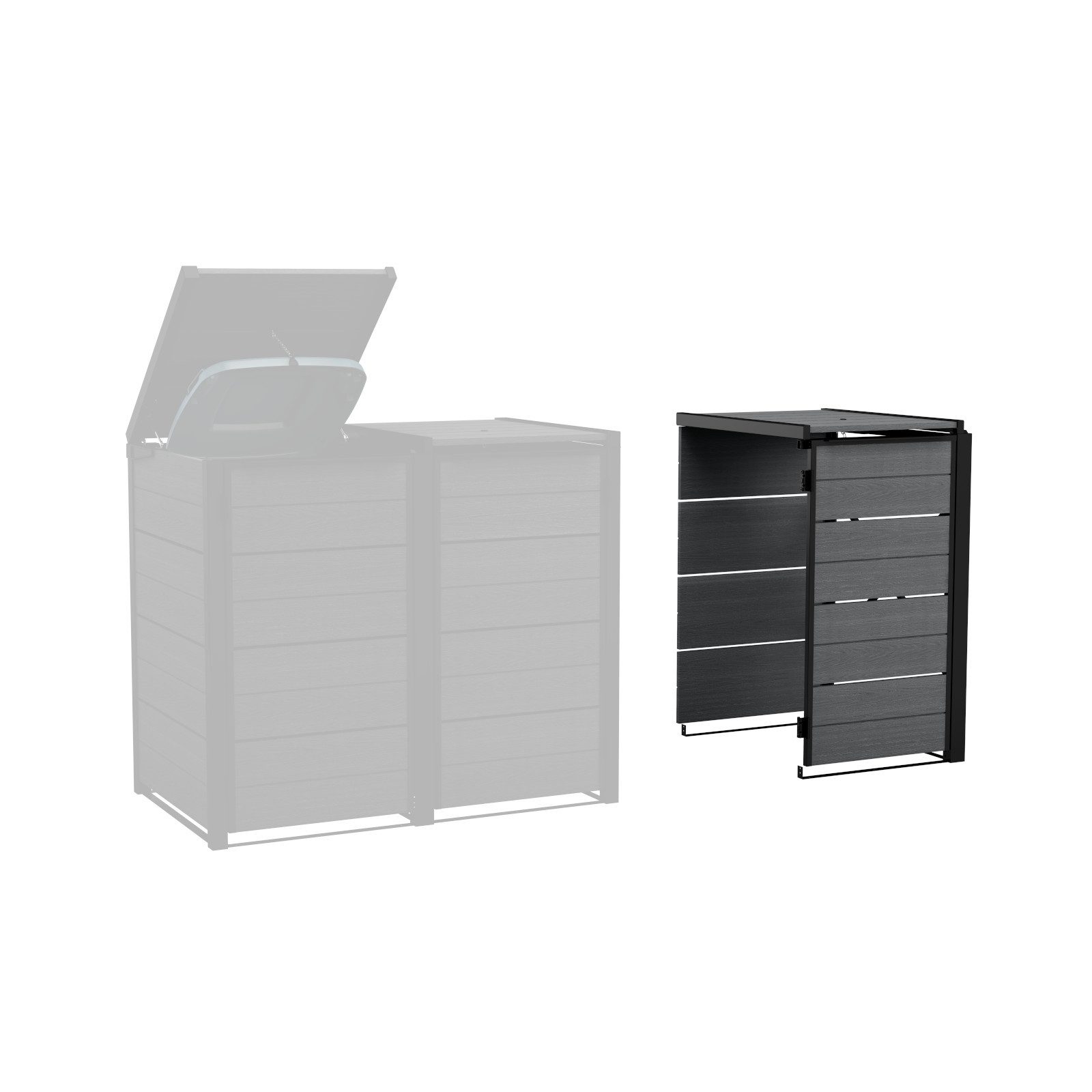 Keter Mülltonnenbox "Hide Away", 240L je Box, Anthrazit, Holzoptik, nahtlos erweiterbar