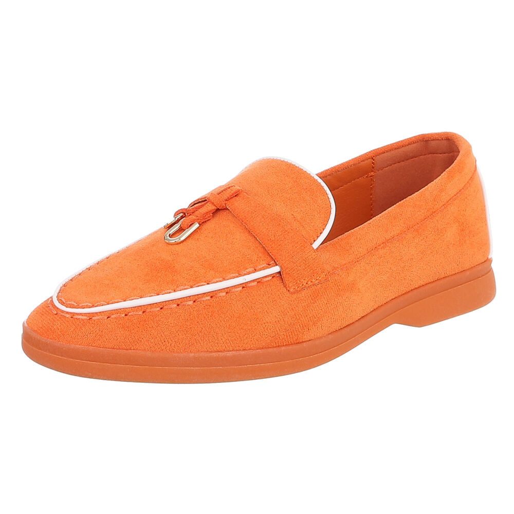 Ital-Design Damen Loafers mit komfortablem Design und eleganten Details Slipper (91116778) Blockabsatz Mokassins in Orange